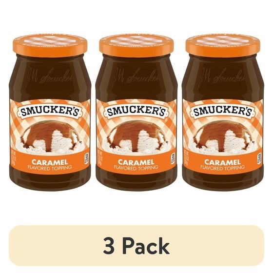 (3 Pack) Smucker’s Caramel Topping, 12.25 ozs, Versatile, For Snacks & Desserts