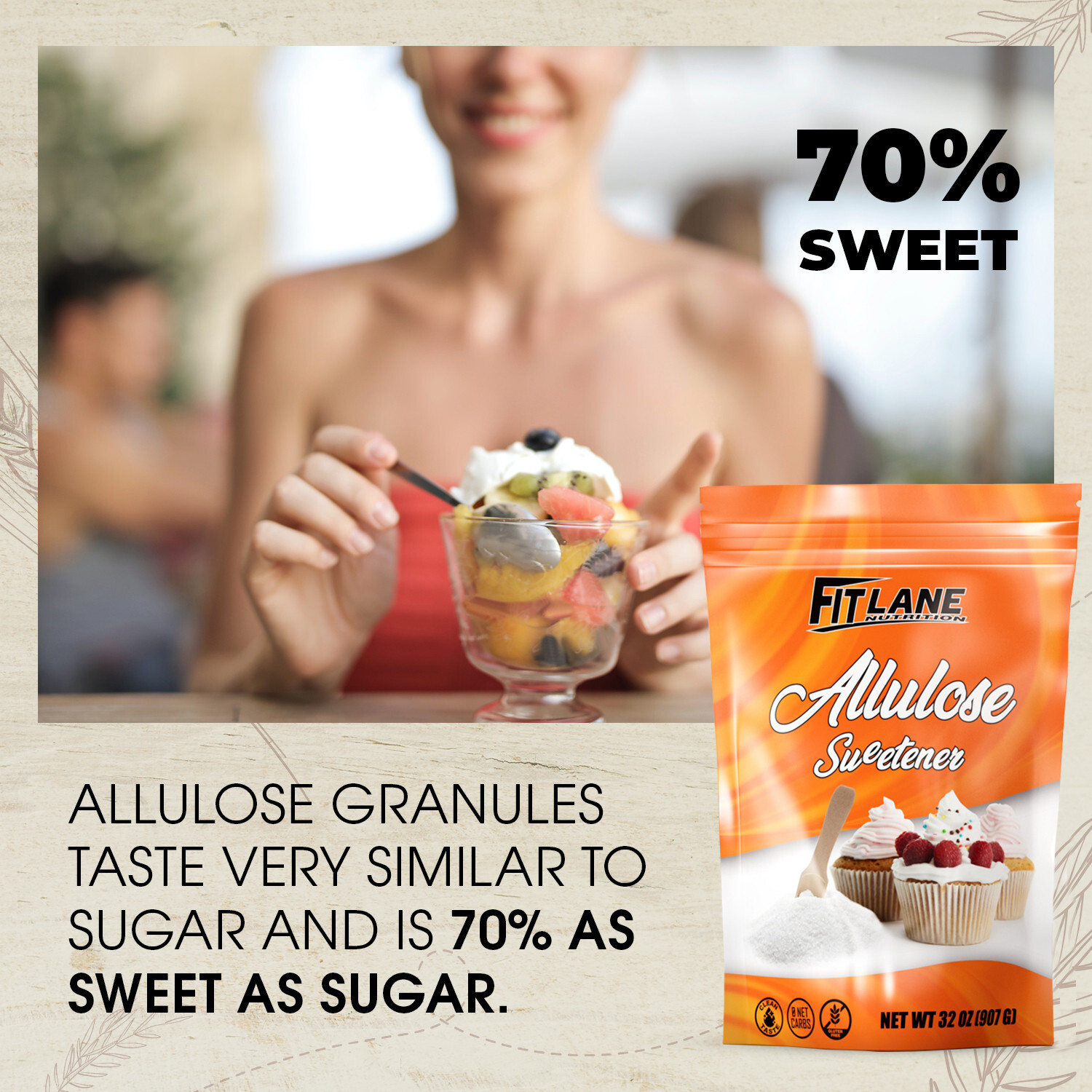 Allulose Sweetener 2 LBS, 100% Pure Zero Net Carb Natural Keto Sweetner