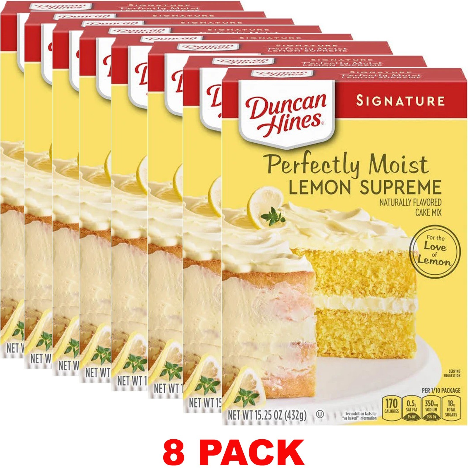 DUNCAN HINES Perfectly Moist LEMON SUPREME Cake Mix 15.25 oz Box – 8 PACK