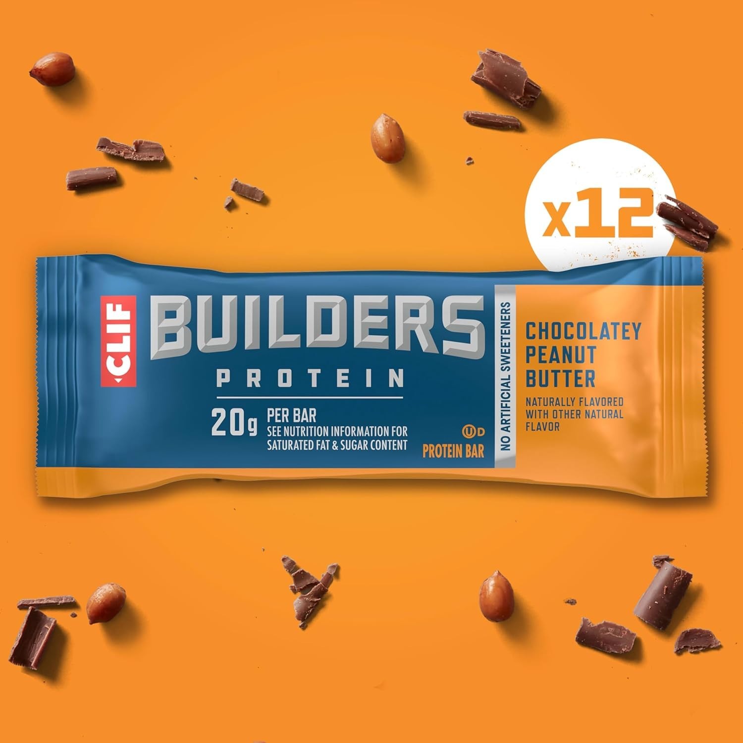 CLIF BUILDERS Protein Bars – Chocolate Peanut Butter Flavor – Plant Based