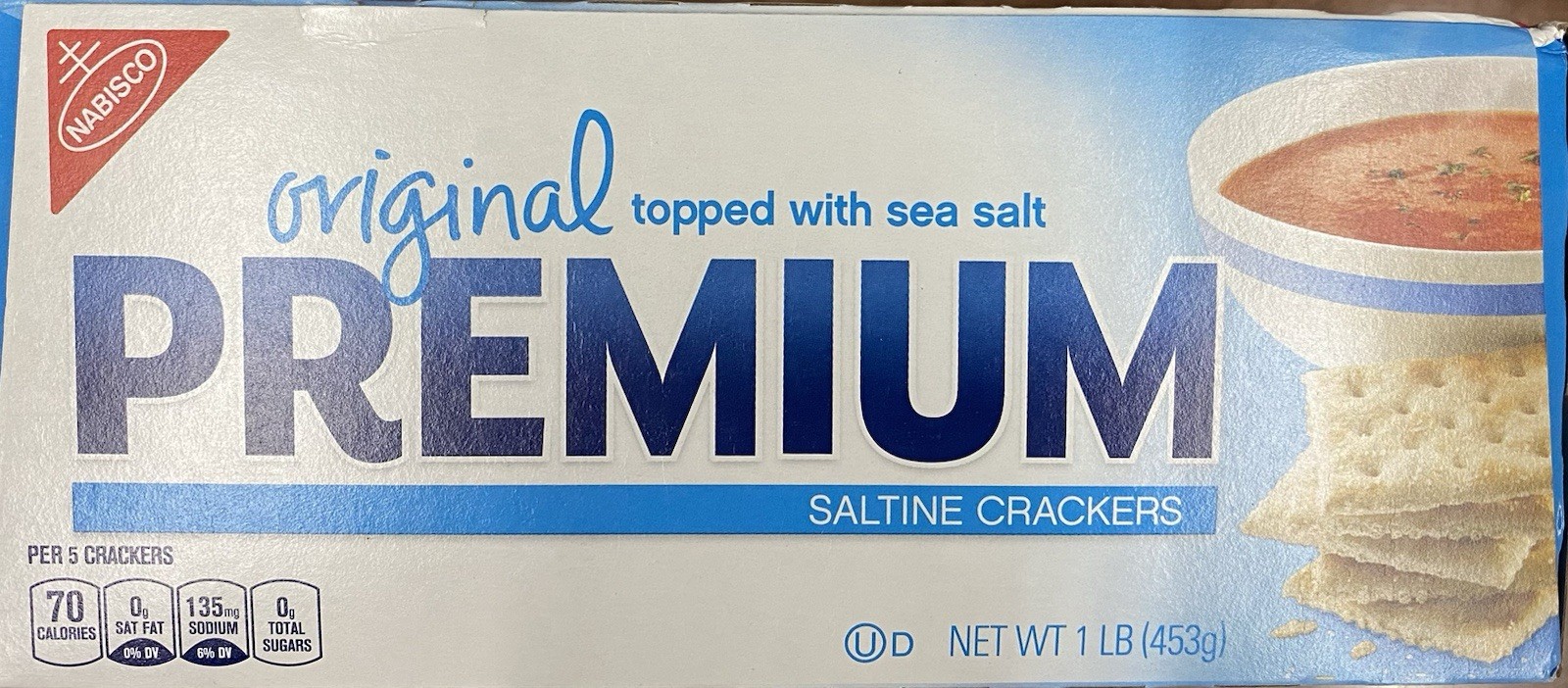 NABISCO Original Premium Topped Sea Salt Saltine Soup Crackers 1 LB – 4 PACK