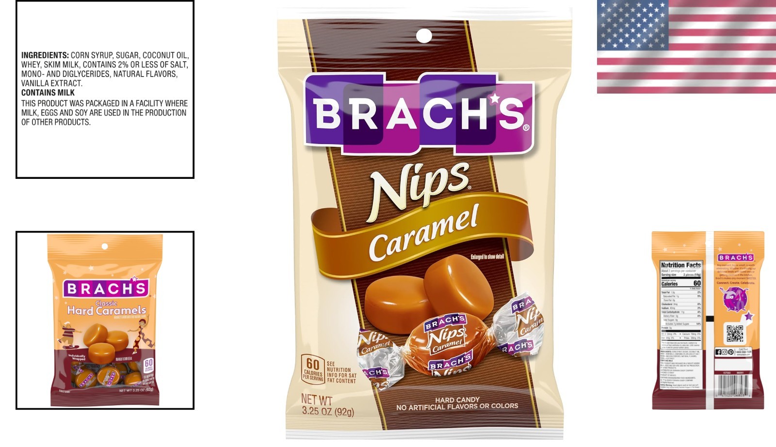 Delicious Nips Caramel Flavor Hard Candy, 3.25oz Bags – 12 Count, Enjoy Anytime!