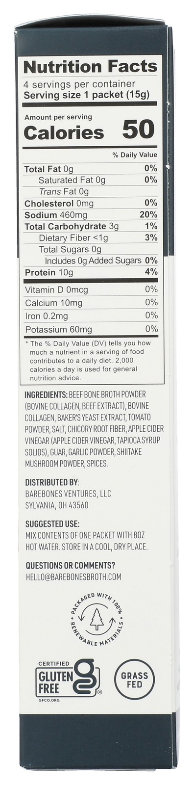 Instant Beef Stock Bone Broth Beverage Mix By Bare Bones Seasoning 8 Pack