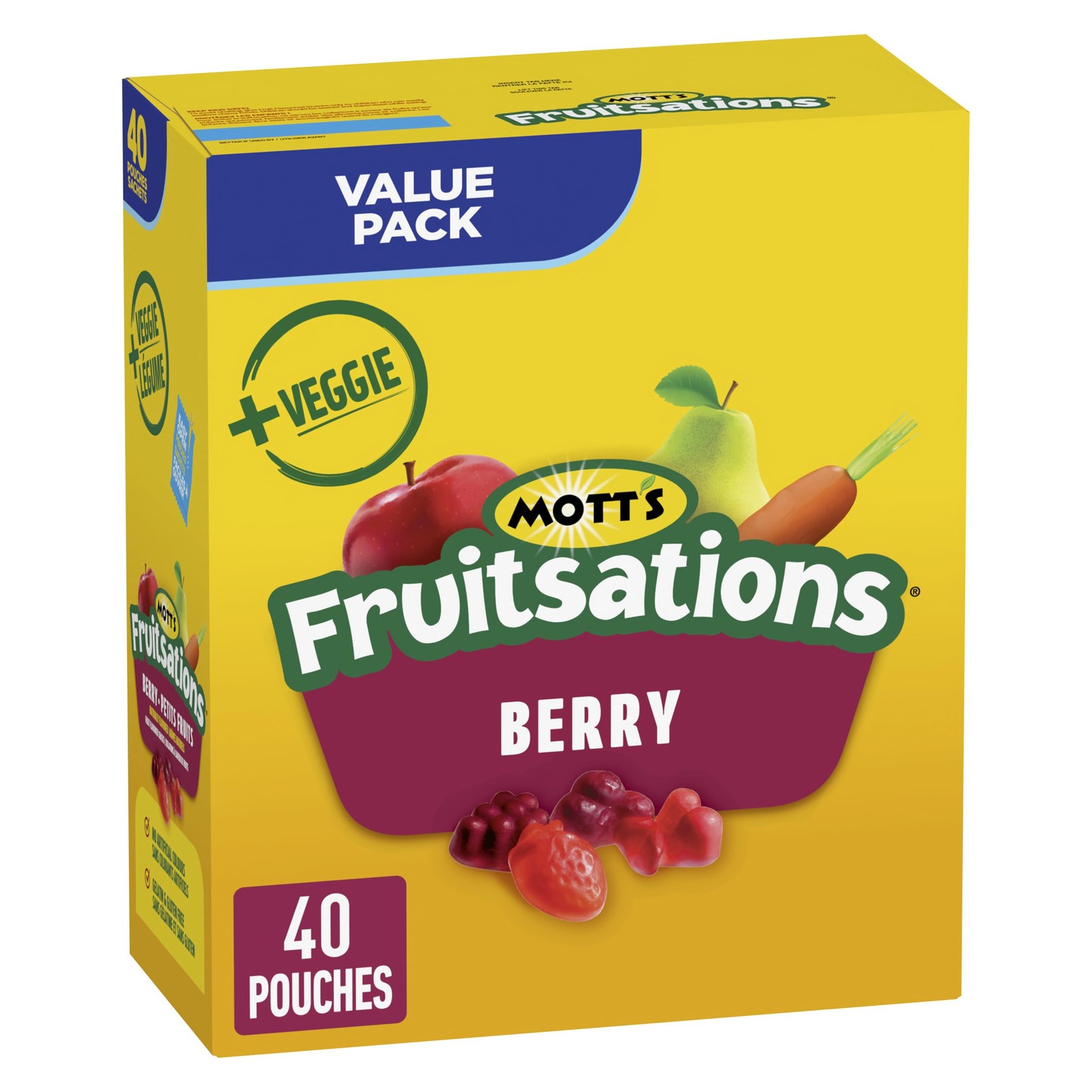 MOTTS – VALUE PACK – Berry Fruit Flavoured Snacks, 40 Pouches, 907 grams