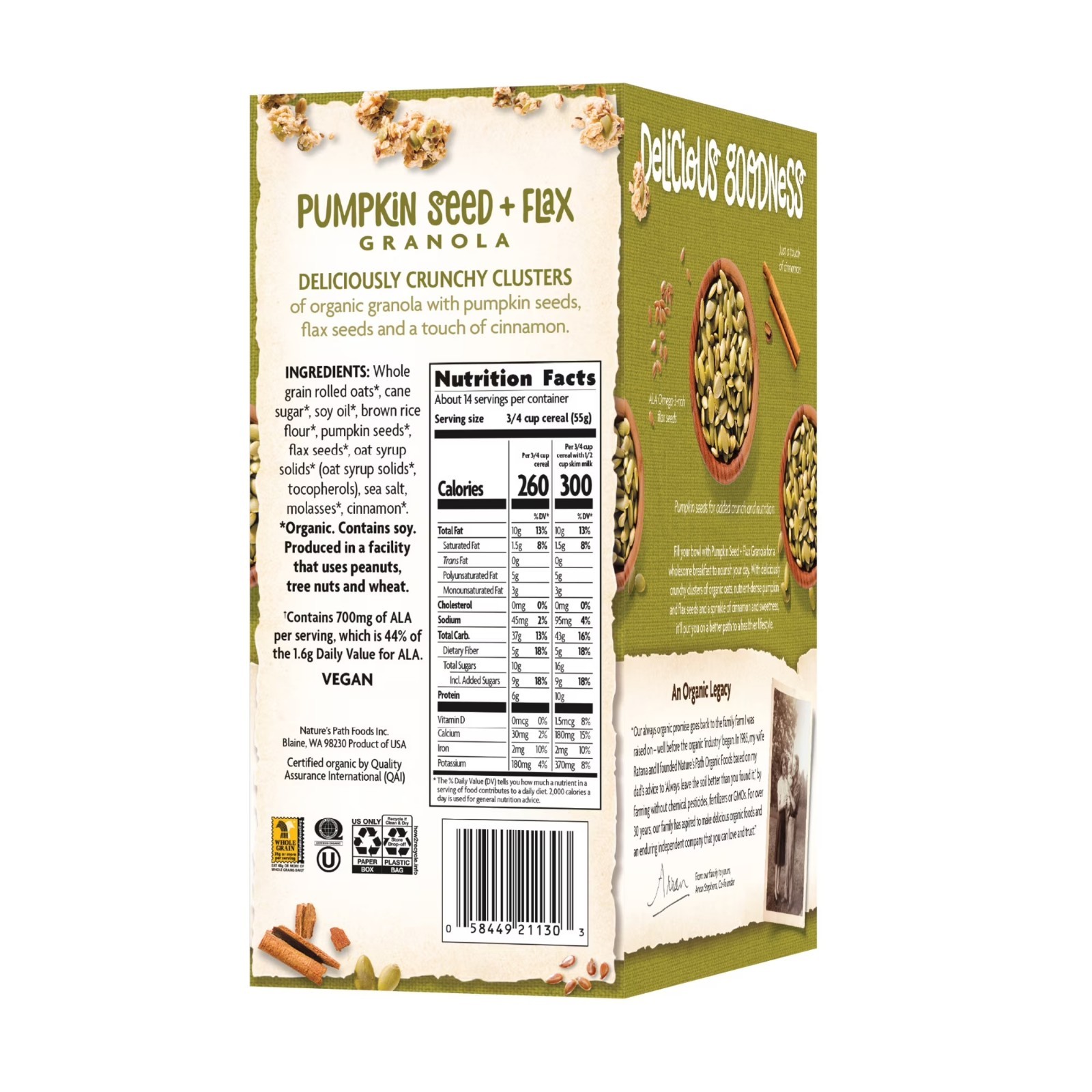 Nature’s Path Organic Granola, Pumpkin Seed + Flax, 28.2oz Box