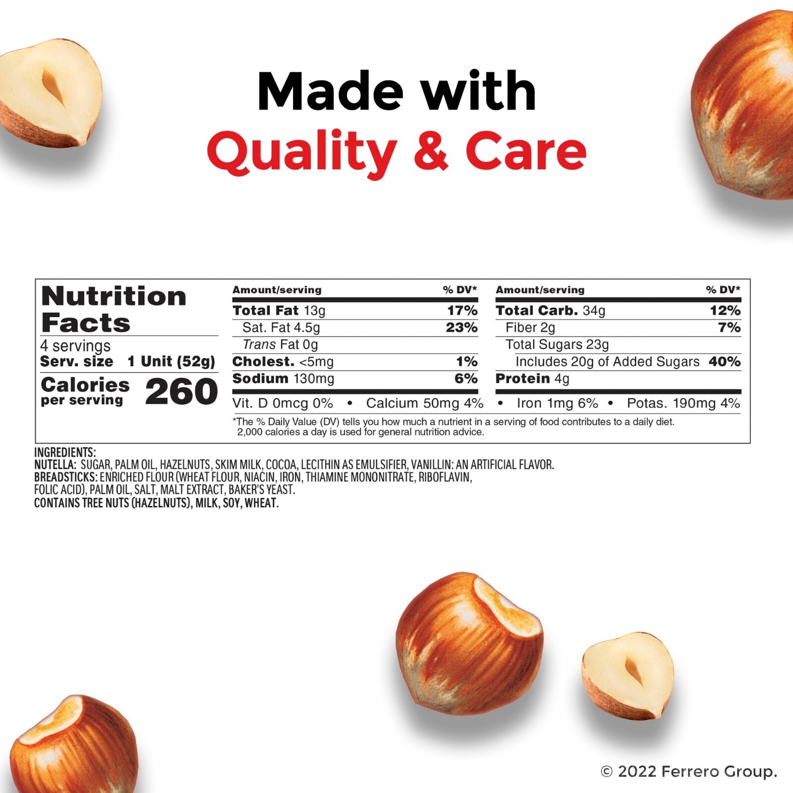 Nutella & GO! Hazelnut and Cocoa Spread with Breadsticks, Snack Pack, 1.8 oz