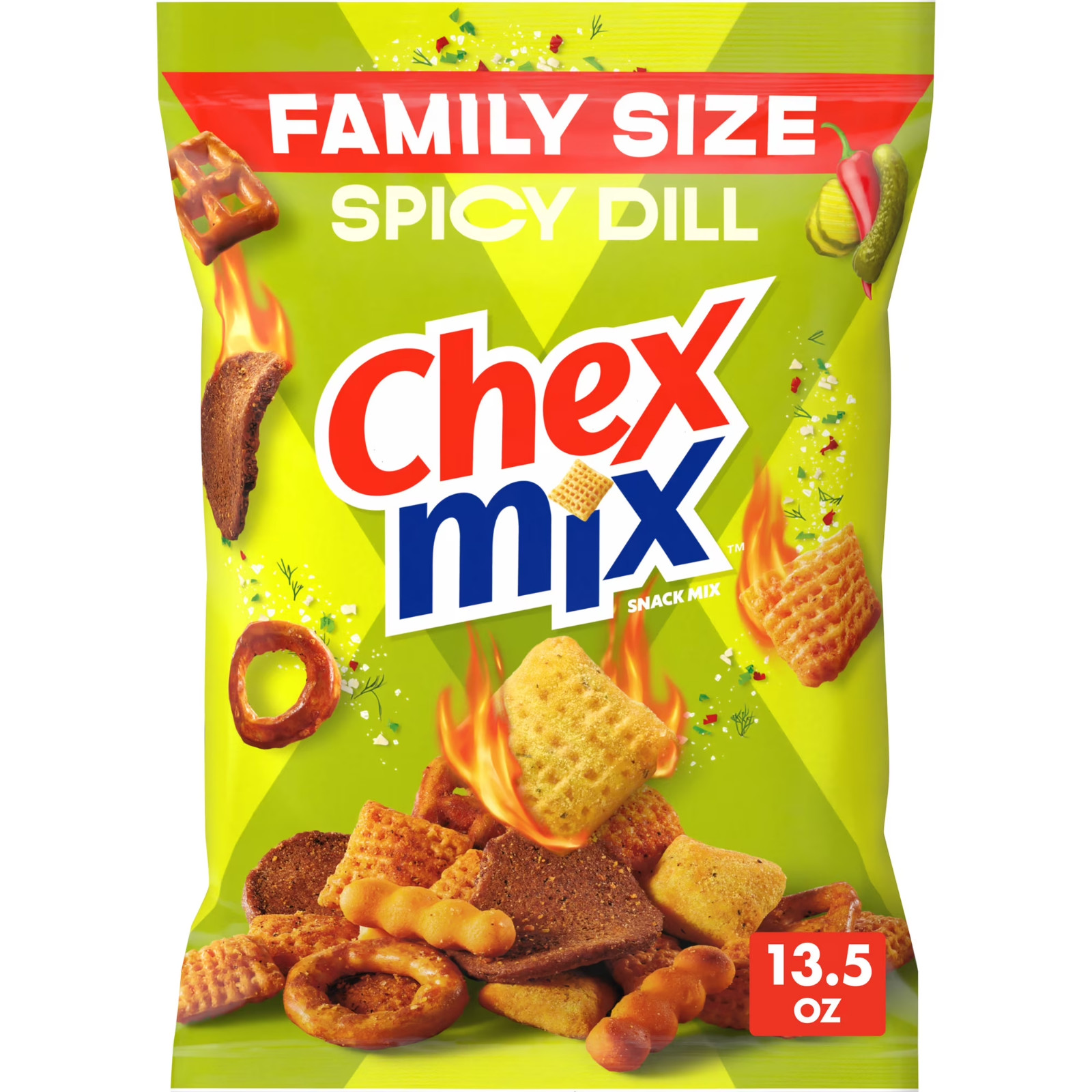 Chex Mix Spicy Dill Snack Mix Family Size 13.5 oz Crunchy Party Snack Sealed