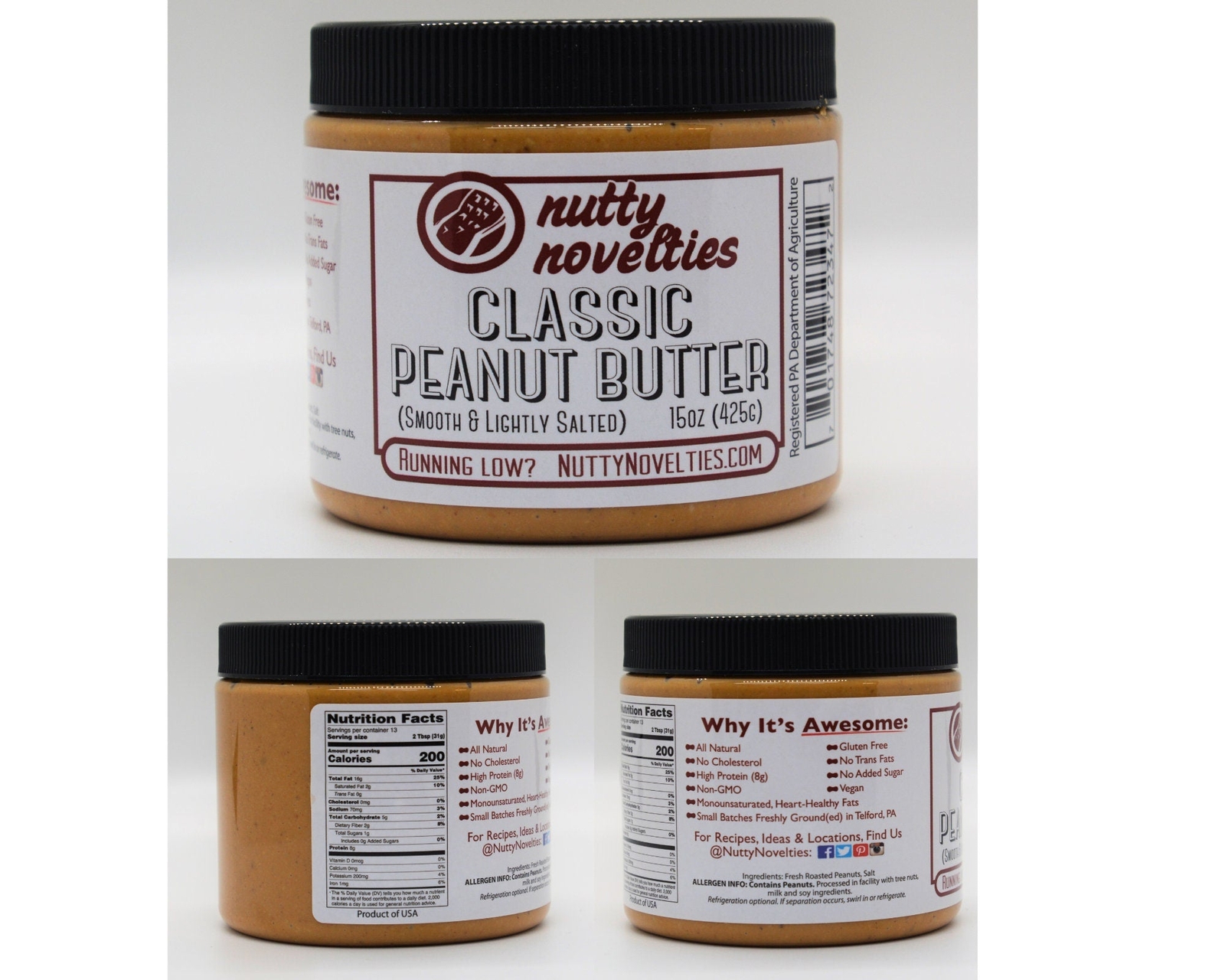 Peanut Butter and Variety of Nut Butters (1 Pack), All Natural, Vegan and