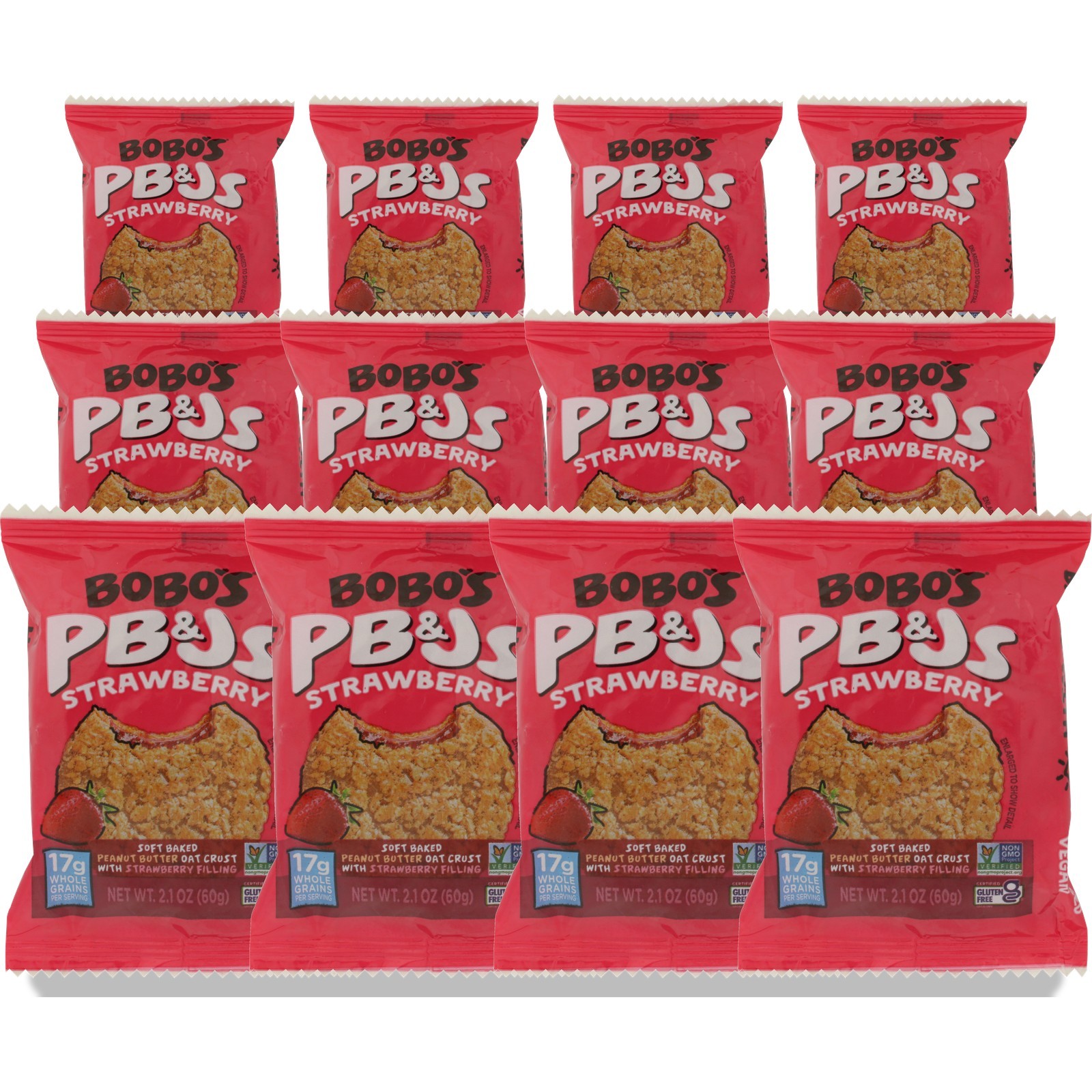 Bobo’S Strawberry Pb&Js Soft Baked Oat Bar 2.1 Oz 12 Pack