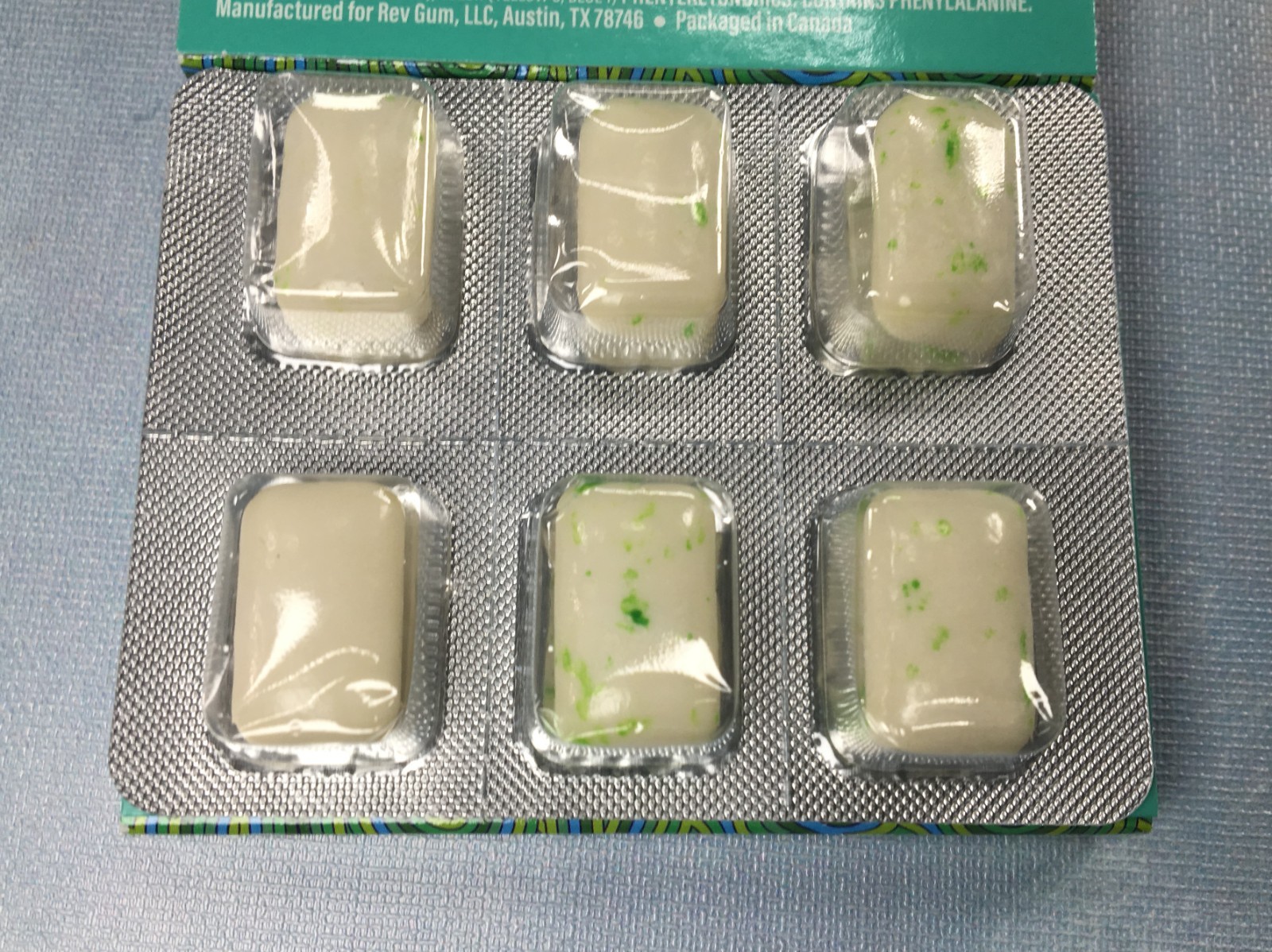 Rev Energy Gum Spearmint 12 Pack, 6 Ct. Each, BB 2/27, 60 mg Caffeine Sugar-Free