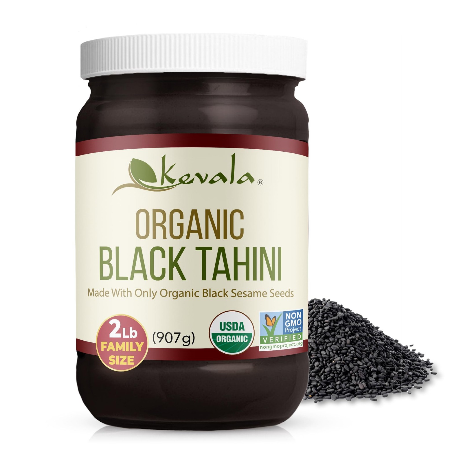Kevala Organic Black Tahini Double Size Gluten Free Black Sesame Paste 32 oz