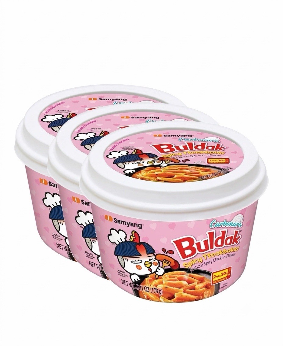 3 pack,Samyang Topokki Carbo Hot Chicken Bowl ,Buldak Tteokbokki ,179g.