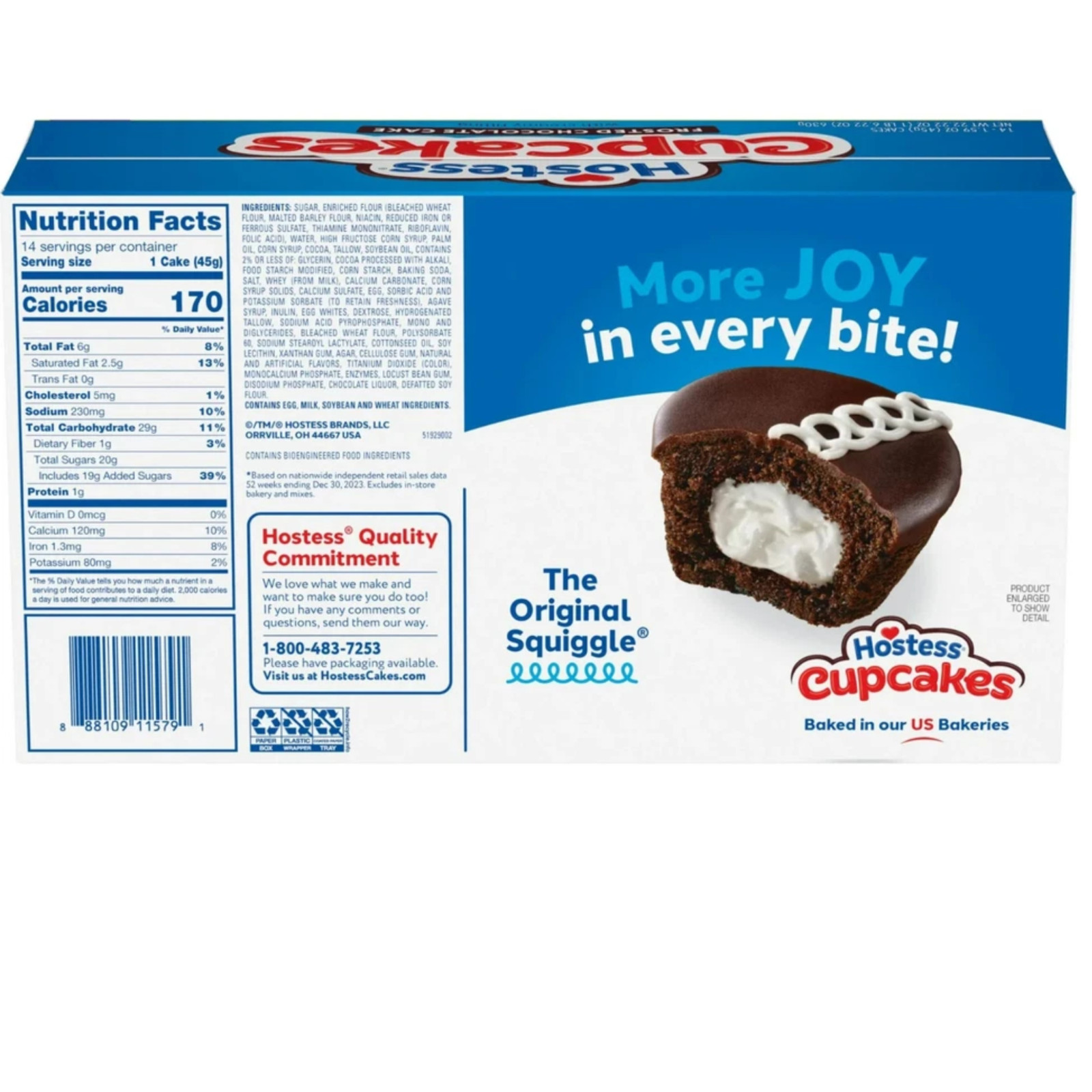 Hostess Cupcakes, Chocolate Snack Cakes, 22.22 oz Box (14 Ct.)