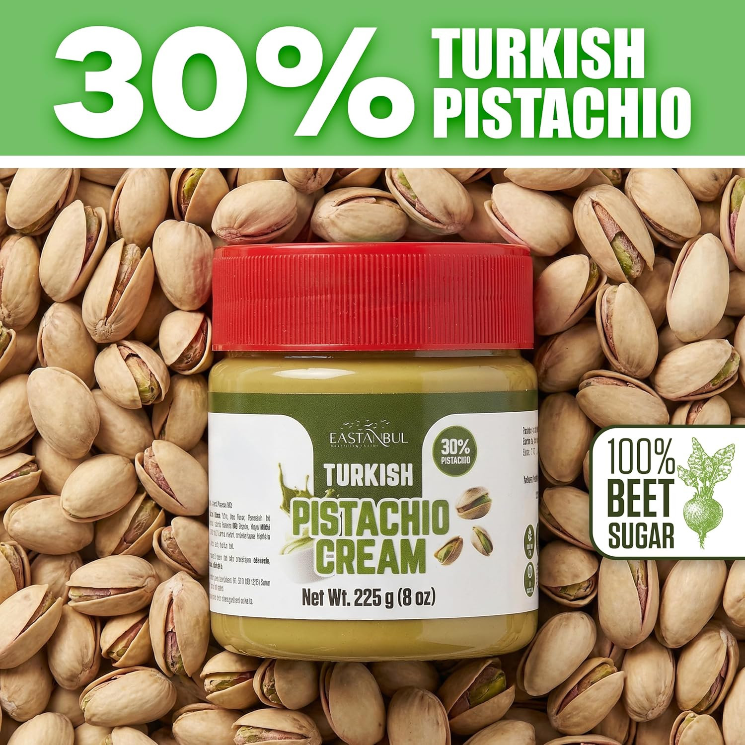 Pistachio Cream, 8Oz, Pistachio Butter, Turkish Cream Spread for Dubai Chocolate