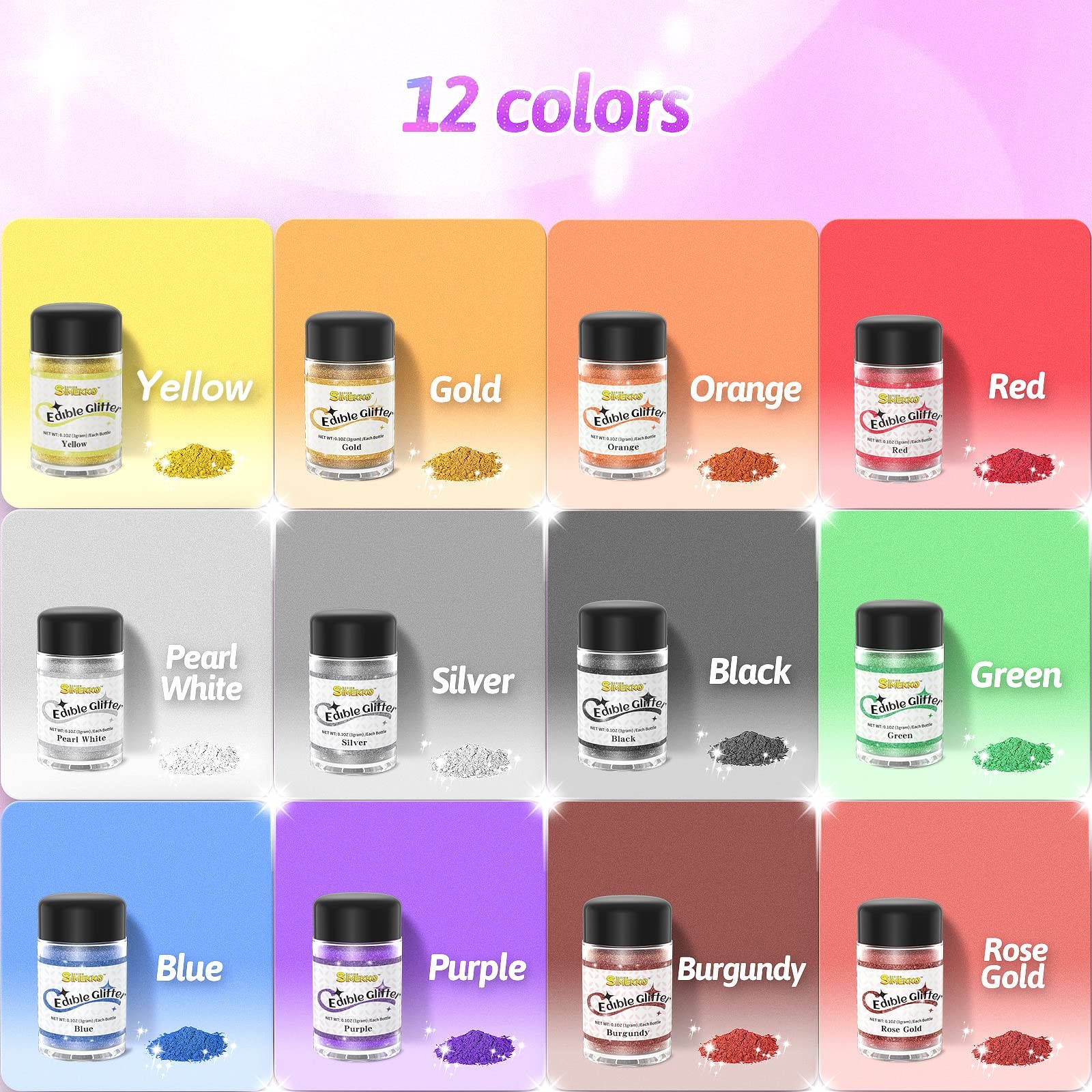 Edible Glitter for Cocktails, 12 Colors Easter Decorations Edible Glitter for