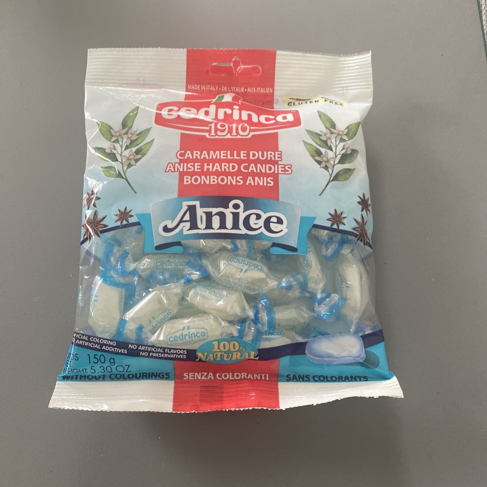 Cedrinca Anice Hard Candies 5.25 oz. 1 bag No color. Natural. Gluten Free