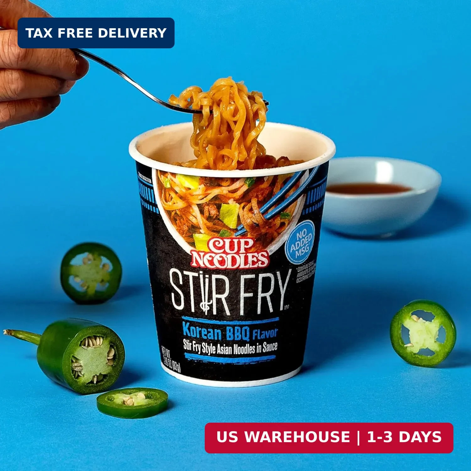 Nissin Cup Noodles Stir Fry Noodles in Sauce, Korean BBQ, 2.89 Ounce (Pack of 6)
