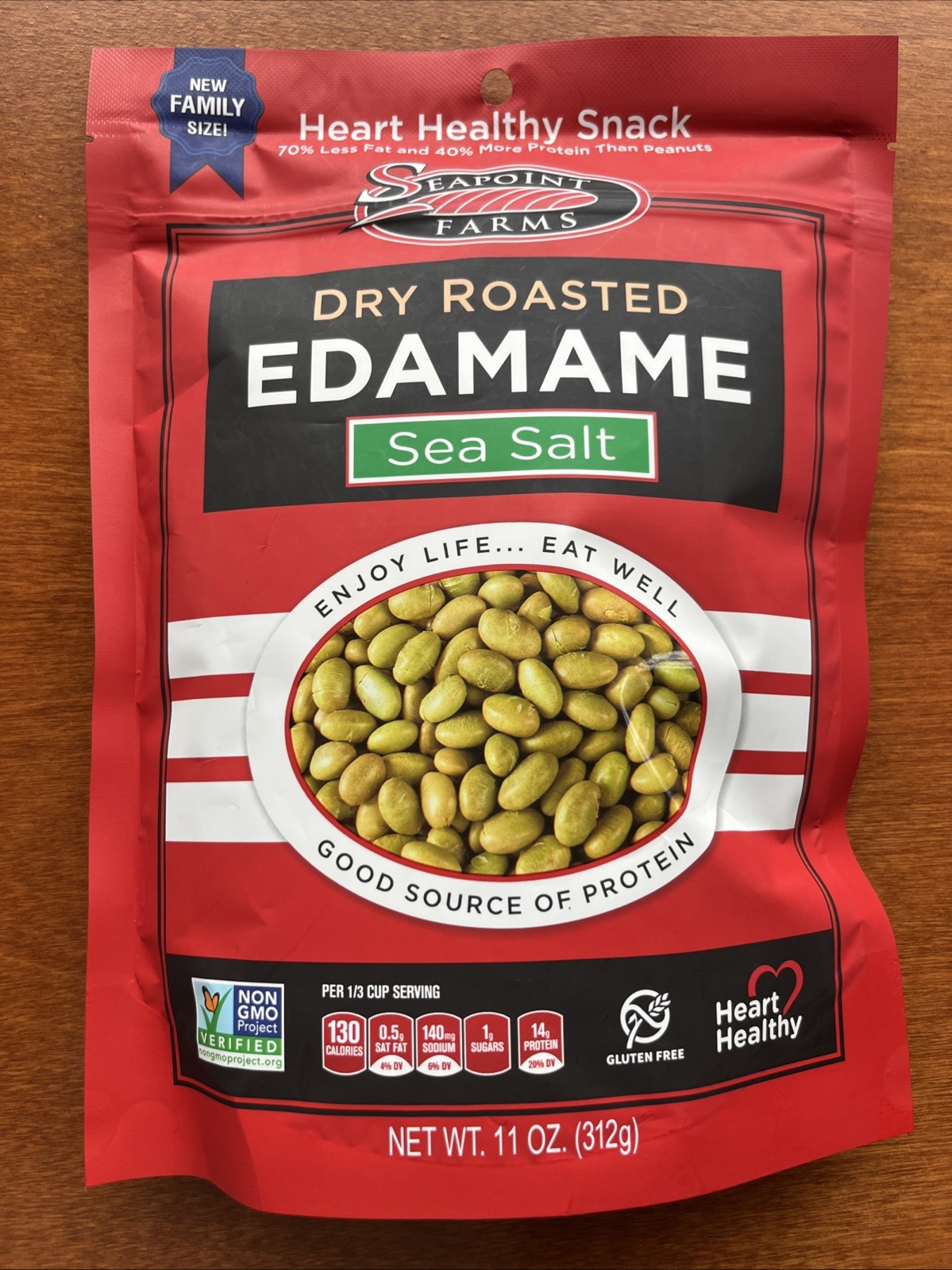 SEAPOINT FARMS Dry Roasted Edamame Sea Salt FAMILY SIZE 11 oz Bag NEW|SEALED-2PK