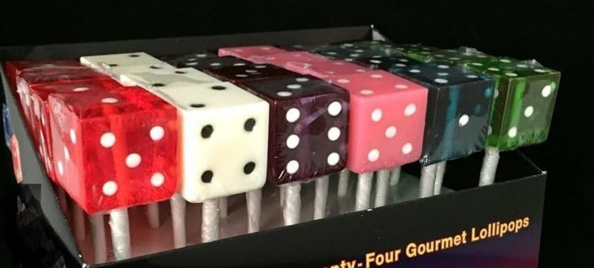Dice Gourmet Lollipops – Set of 24 Assorted flavors Casino Themed Favorites