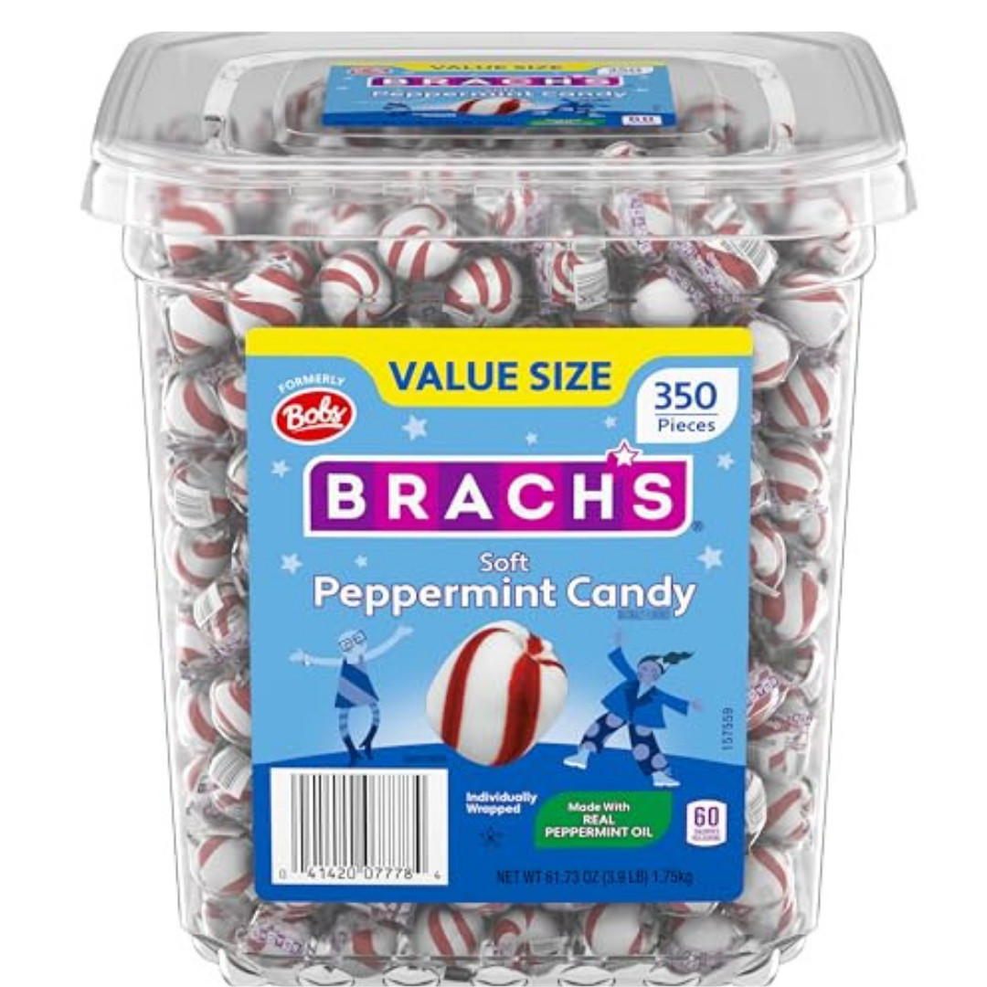 Brach’s Bobs Sweet Stripes Soft Peppermint Candy, 350 Count (62.4 oz)