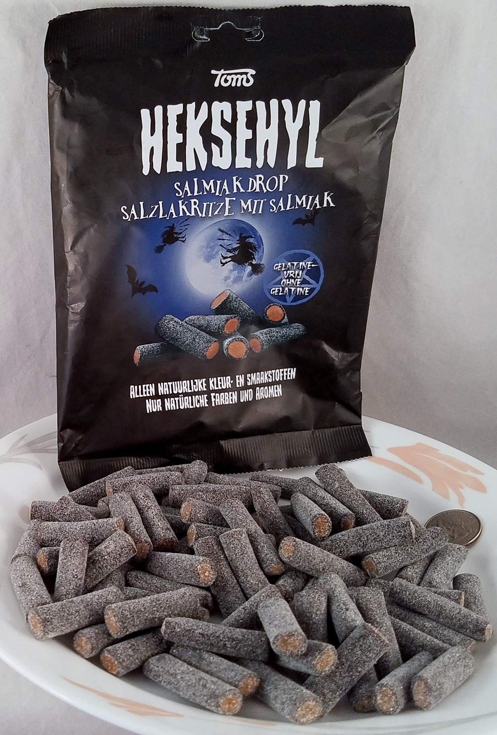 Tom’s Heksehyl Salmiak Drop Danish Black Licorice Witch 10.6 Ounces/300 Grams…