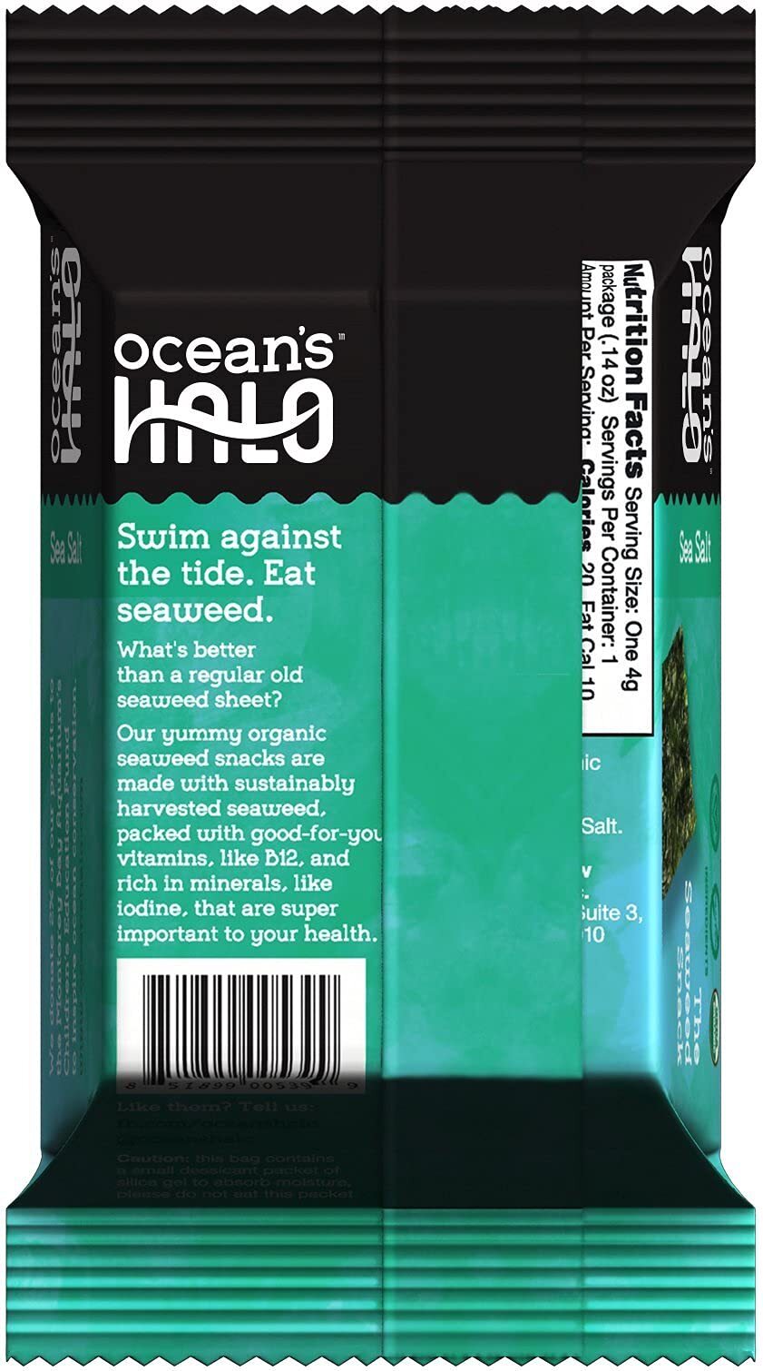 Ocean’s Halo Seaweed Snacks (Sea Salt) 1 case of 12 Unit Trays