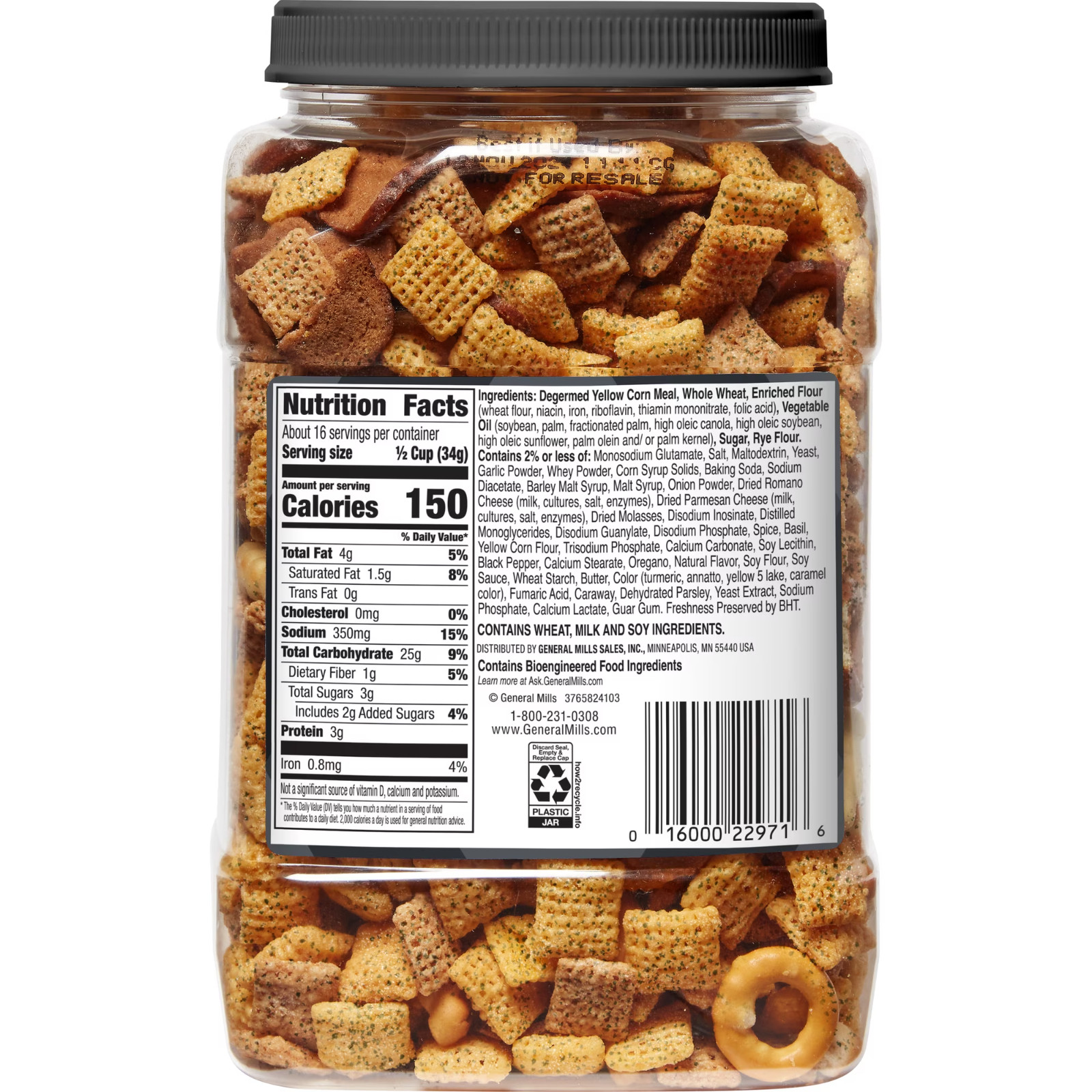 Chex Mix Bold Garlic and Herb Snack Mix, Snack Tub, 20 oz