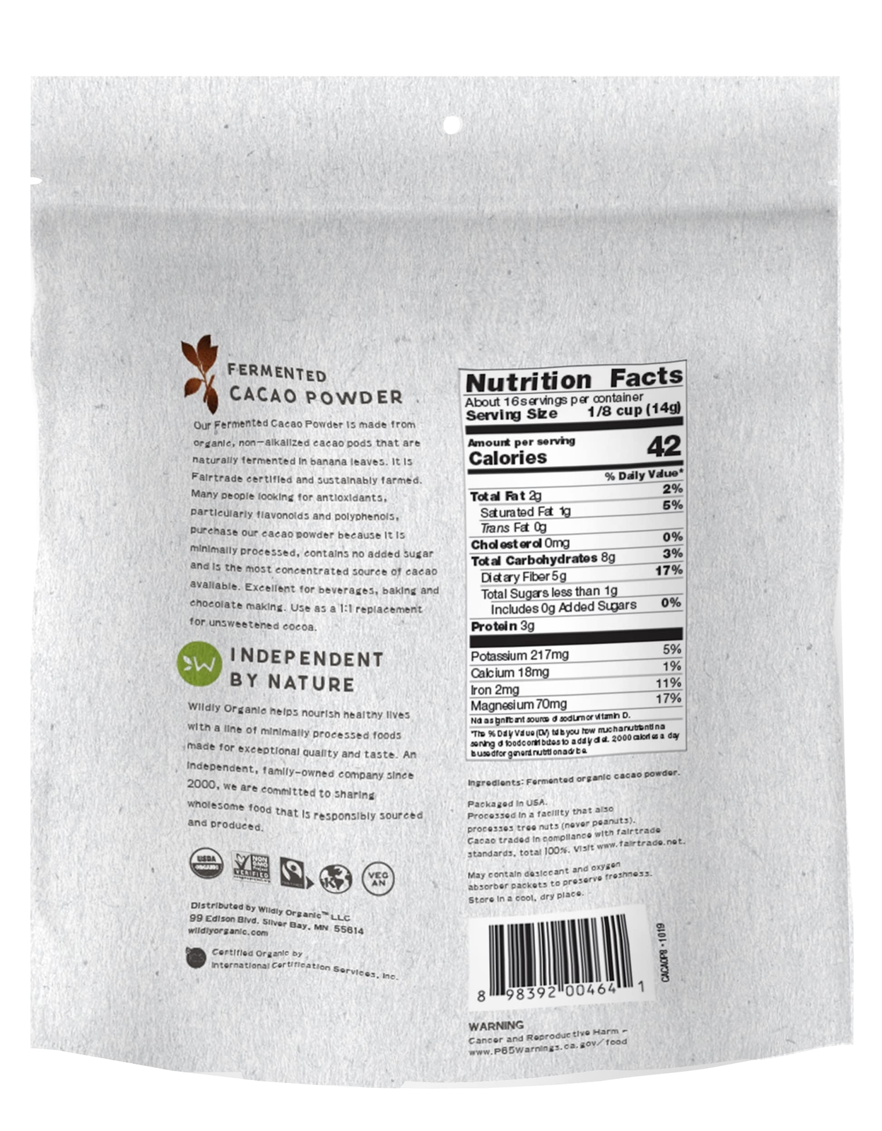 Premium Organic Raw Cacao Powder 8 Ounce Fair Trade Non GMO Gluten Free