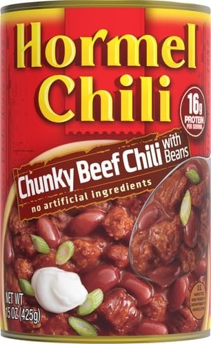 Hormel Chunky Beef Chili with Beans 15 Ounce Cans Pack of 6 Bulk Canned Food