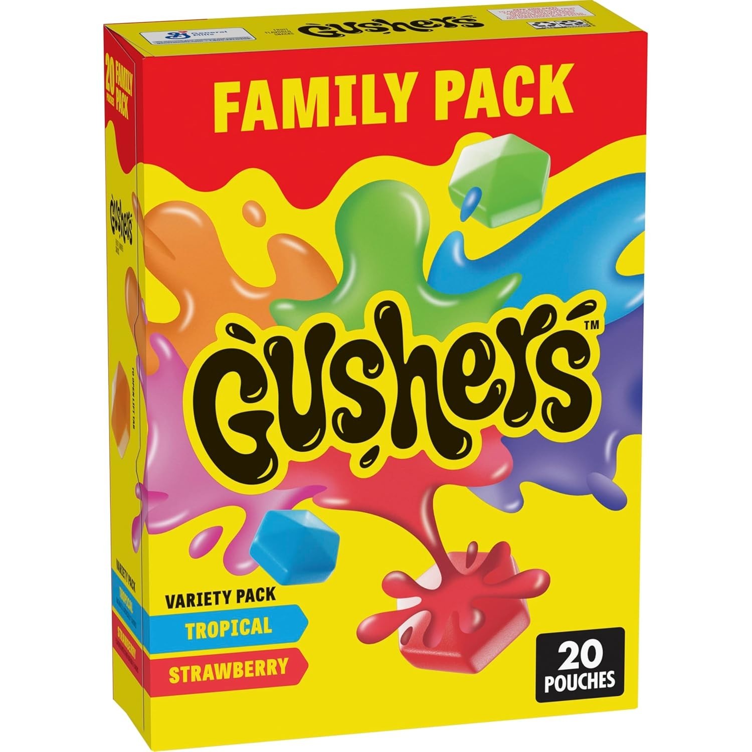 Gushers Fruit Flavored Snacks, Tropical and Strawberry Flavors, Family Pack, 20