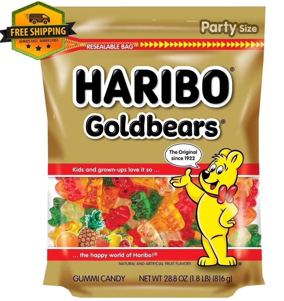 HARIBO Goldbears Original Fruit Gummy Candy, 28.8 oz Bulk Party-Size Bag