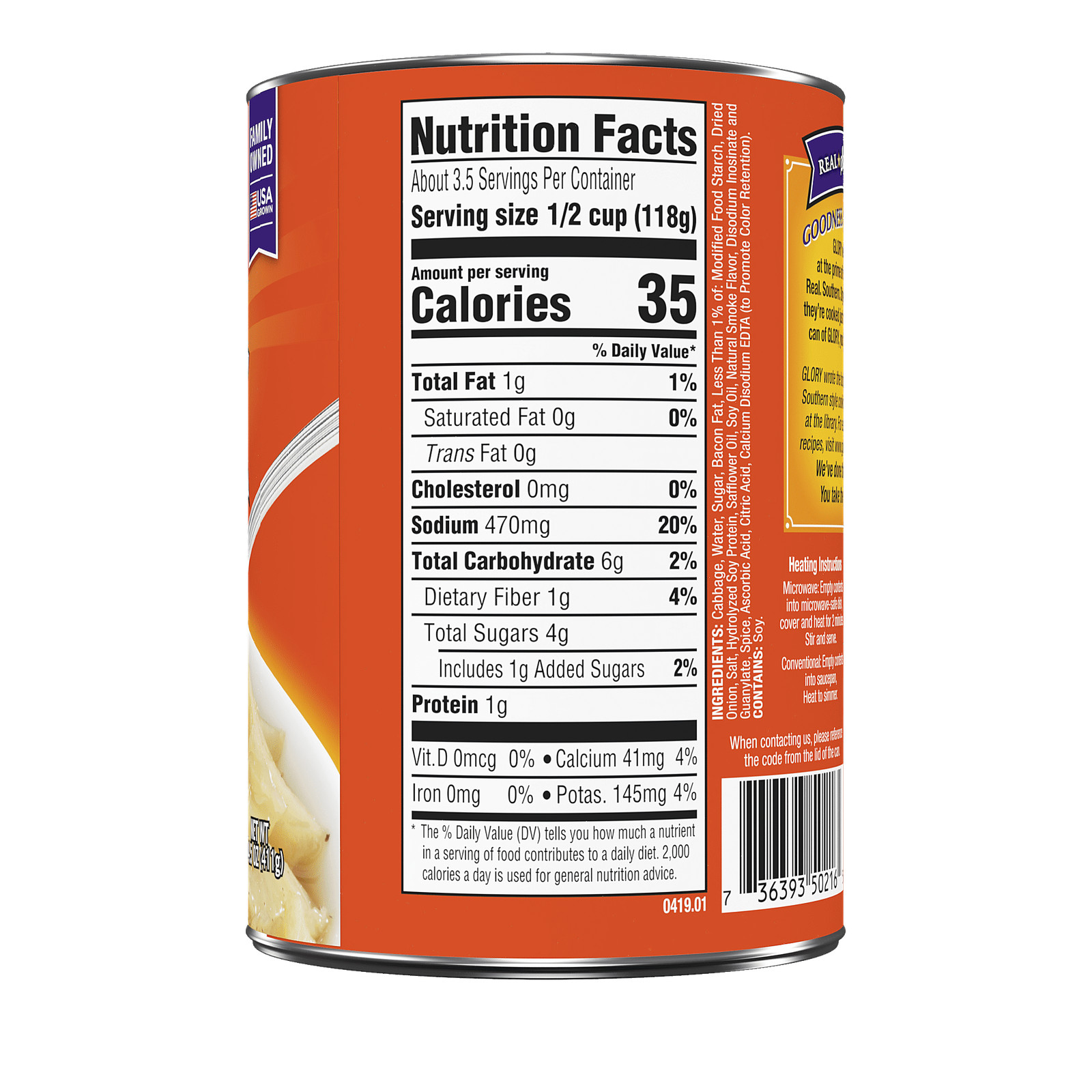 (12 pack) Glory Foods Canned Seasoned Country Cabbage, 14.5 oz, Can