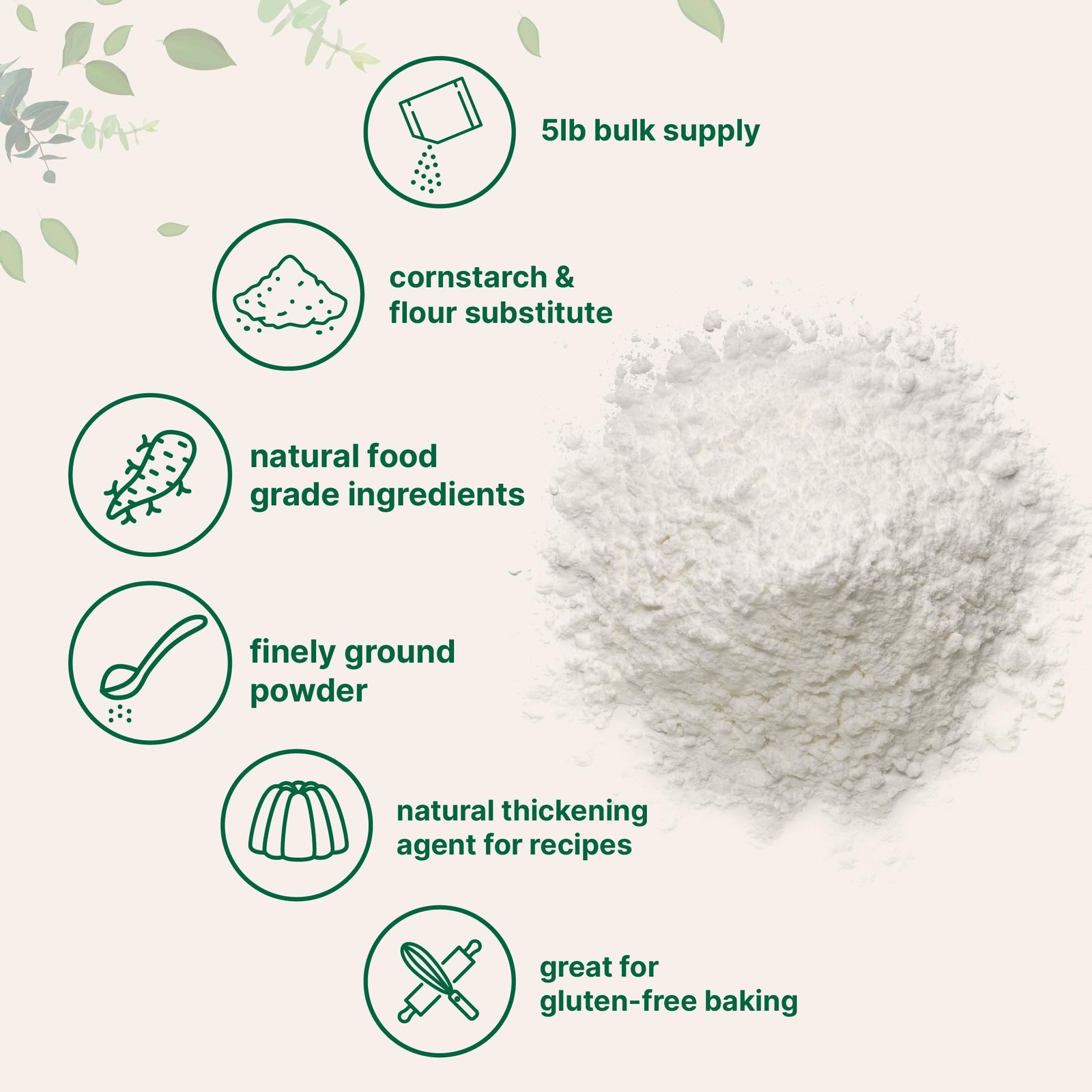 Organic Arrowroot Powder (Flour), 5lb (80oz) | Premium Source from Arrowroot
