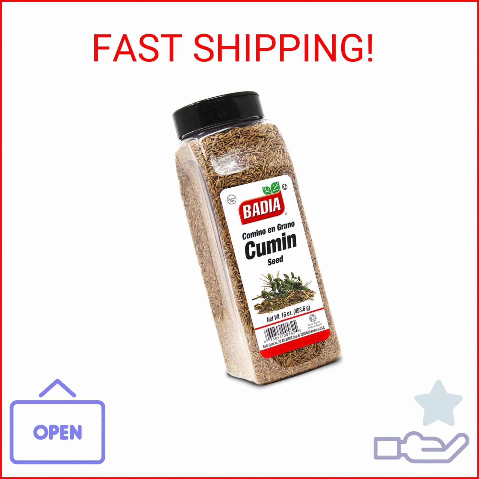 Badia Cumin Seeds, 16 oz – Whole Comino Seeds for Cooking & Seasoning
