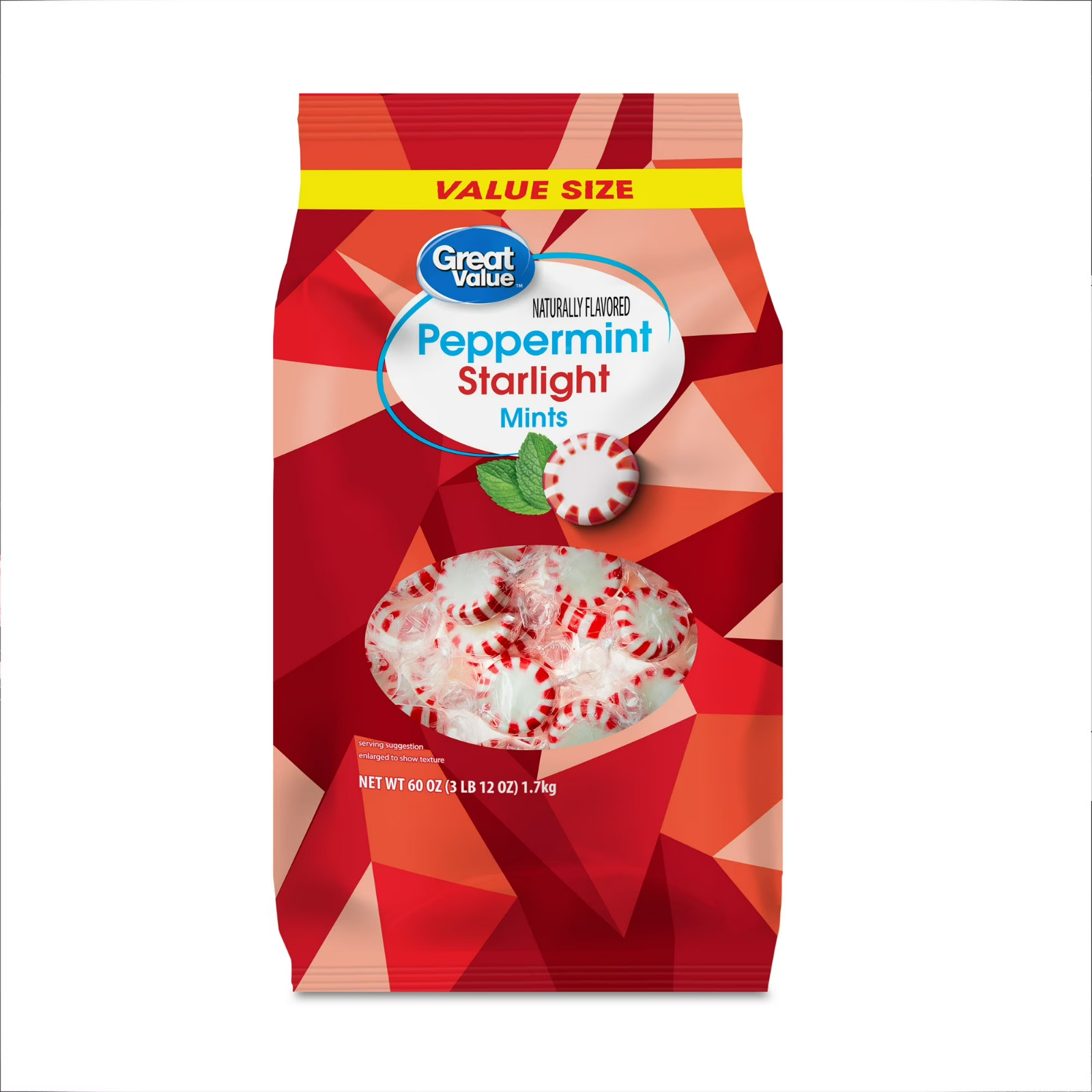 Great Value Peppermint Starlight Mints Hard Candy 60 oz Resealable Bag 4 Pack
