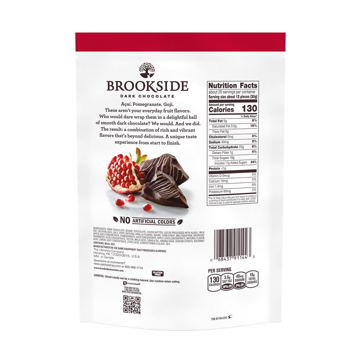 Brookside Dark Chocolate And Pomegranate Flavored Snacking Chocolate Candy -21oz