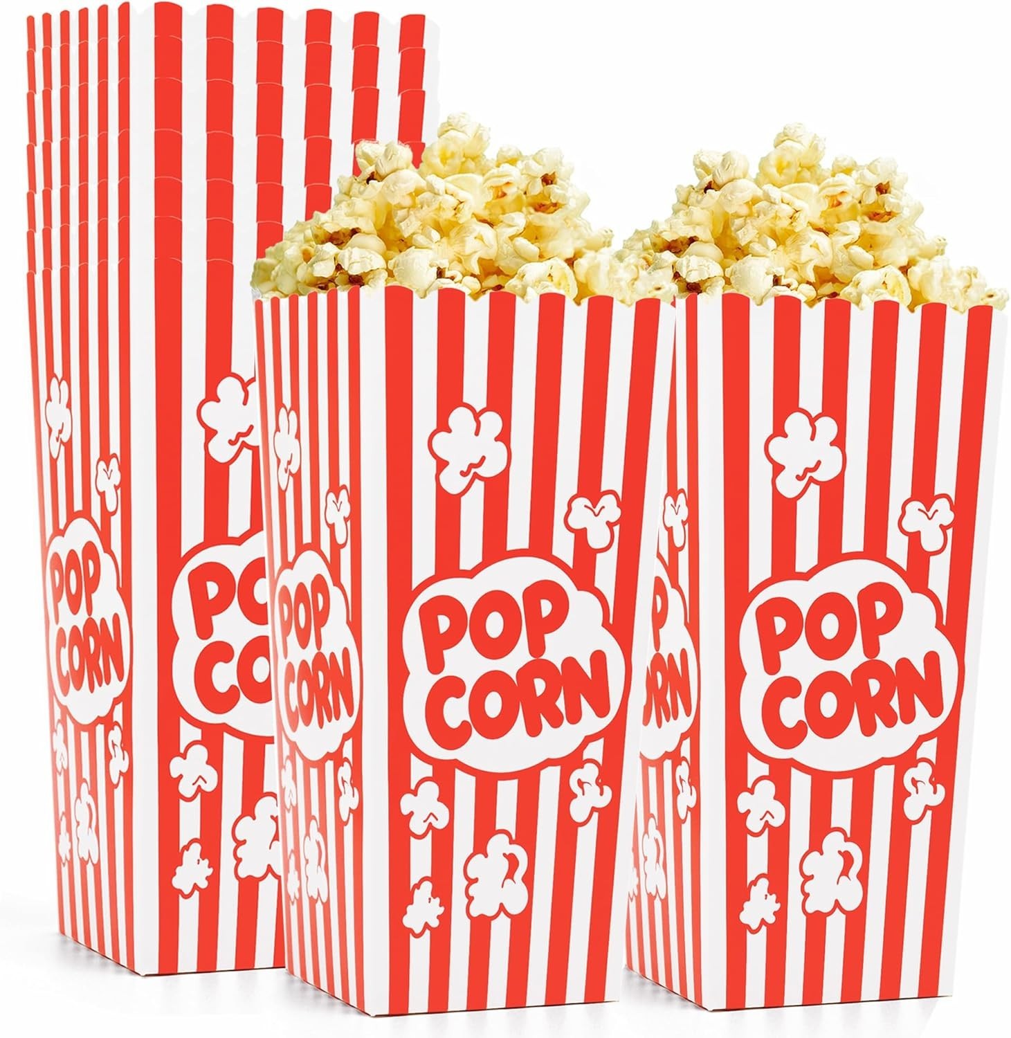 24 Pcs Popcorn Boxes 7.9″ Tall & 3.6″ Square Large Capacity Popcorn Containers