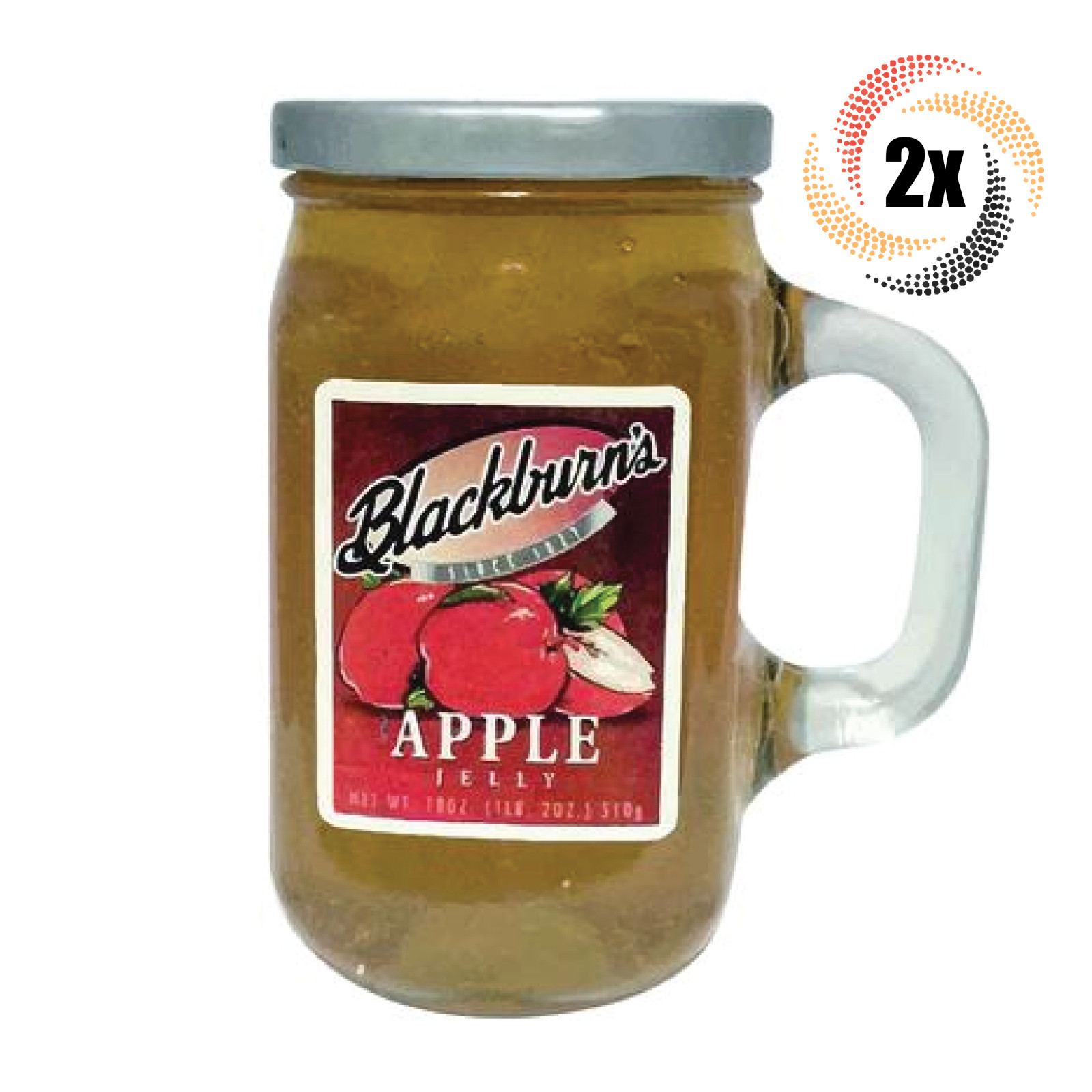 2x Mugs Blackburn’s Apple Flavored Fat Free Jelly Mugs 18oz ( Fast Shipping! )