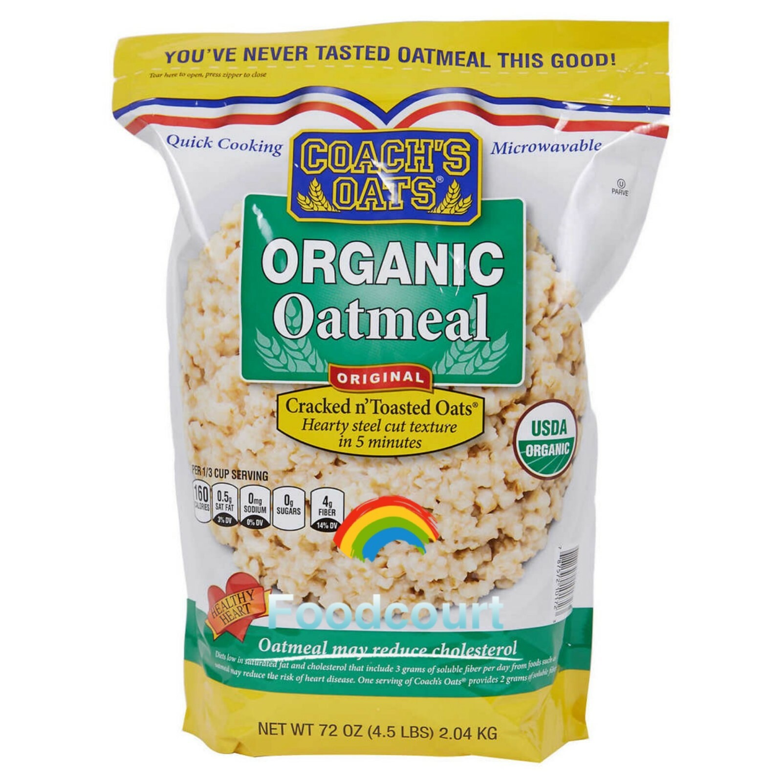 Coach’s Oats Organic Oatmeal Original Cracked & Toasted Oats 72 oz