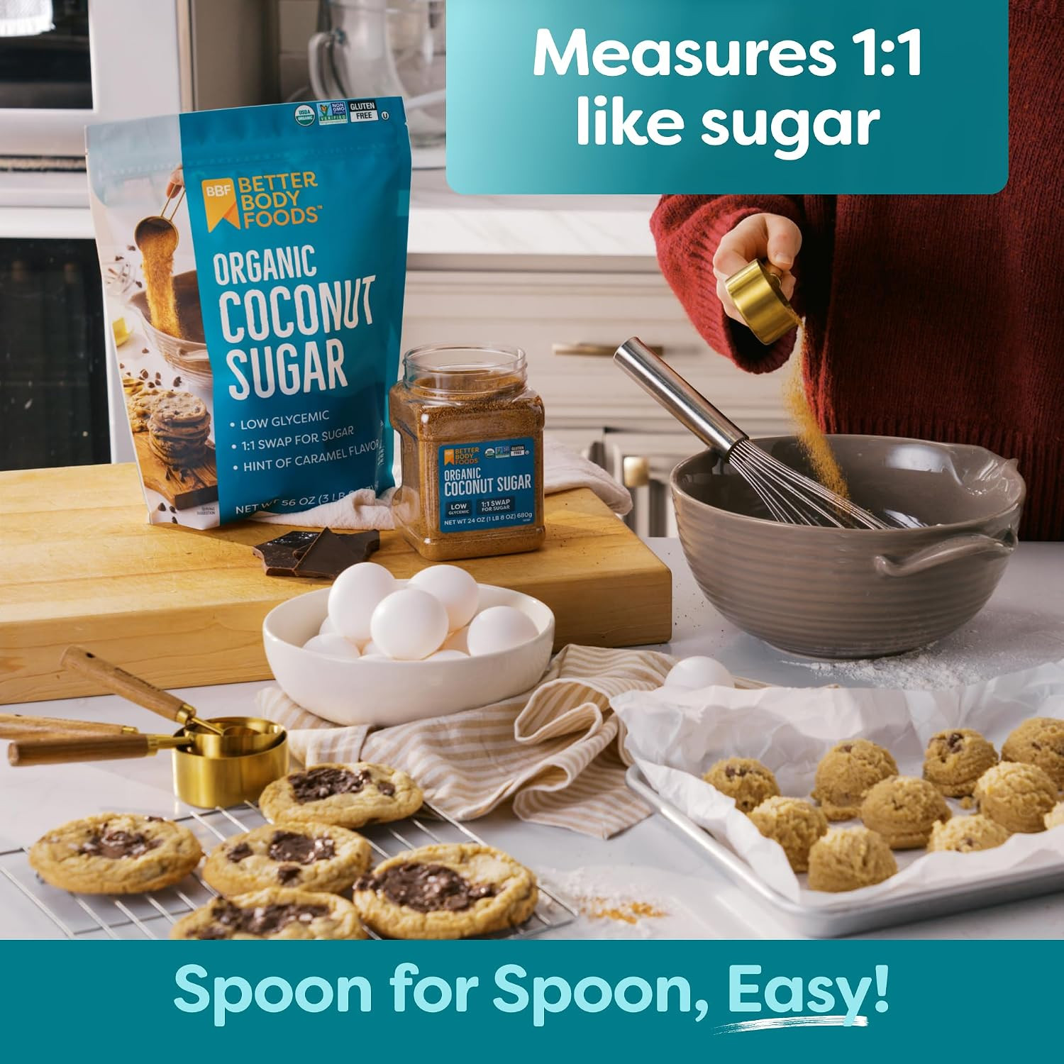 Betterbody Foods Organic Coconut Sugar, Gluten-Free, Non-Gmo, Low Glycemic Sugar