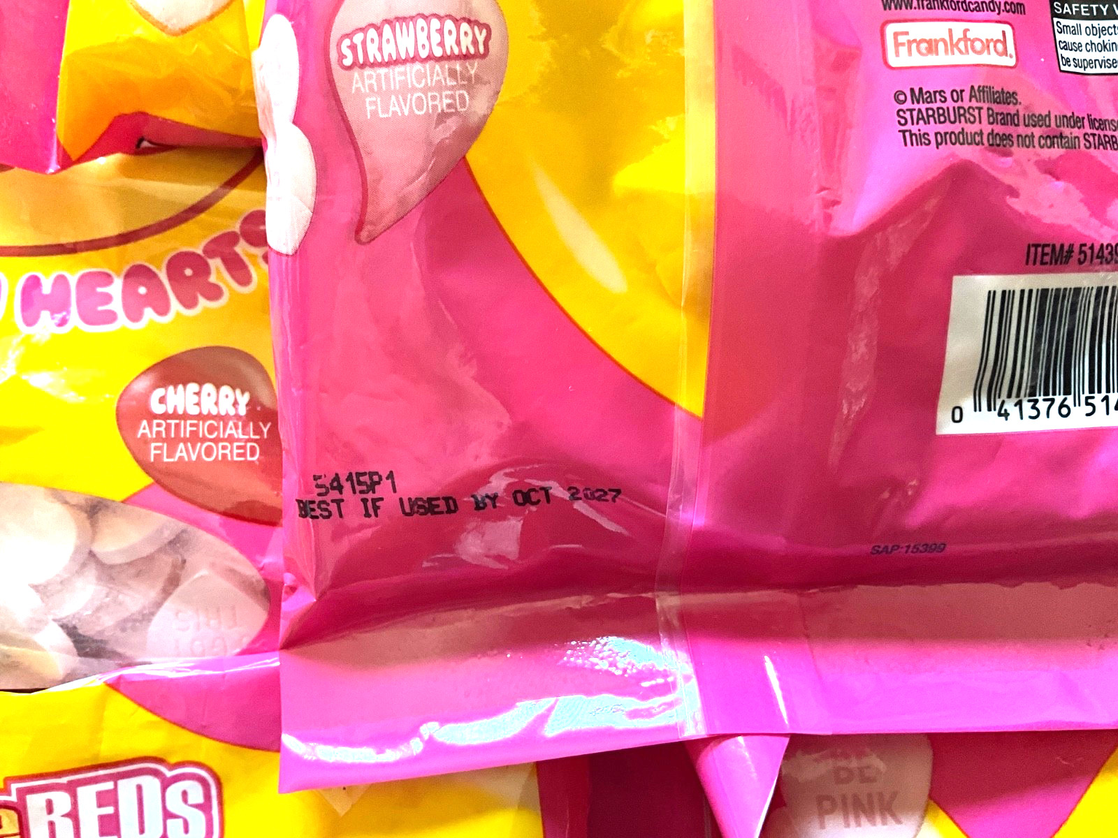 Starburst Conversation Hearts FaveReds 8=Bags 9 oz. Each Valentine ~ Exp 10/2027