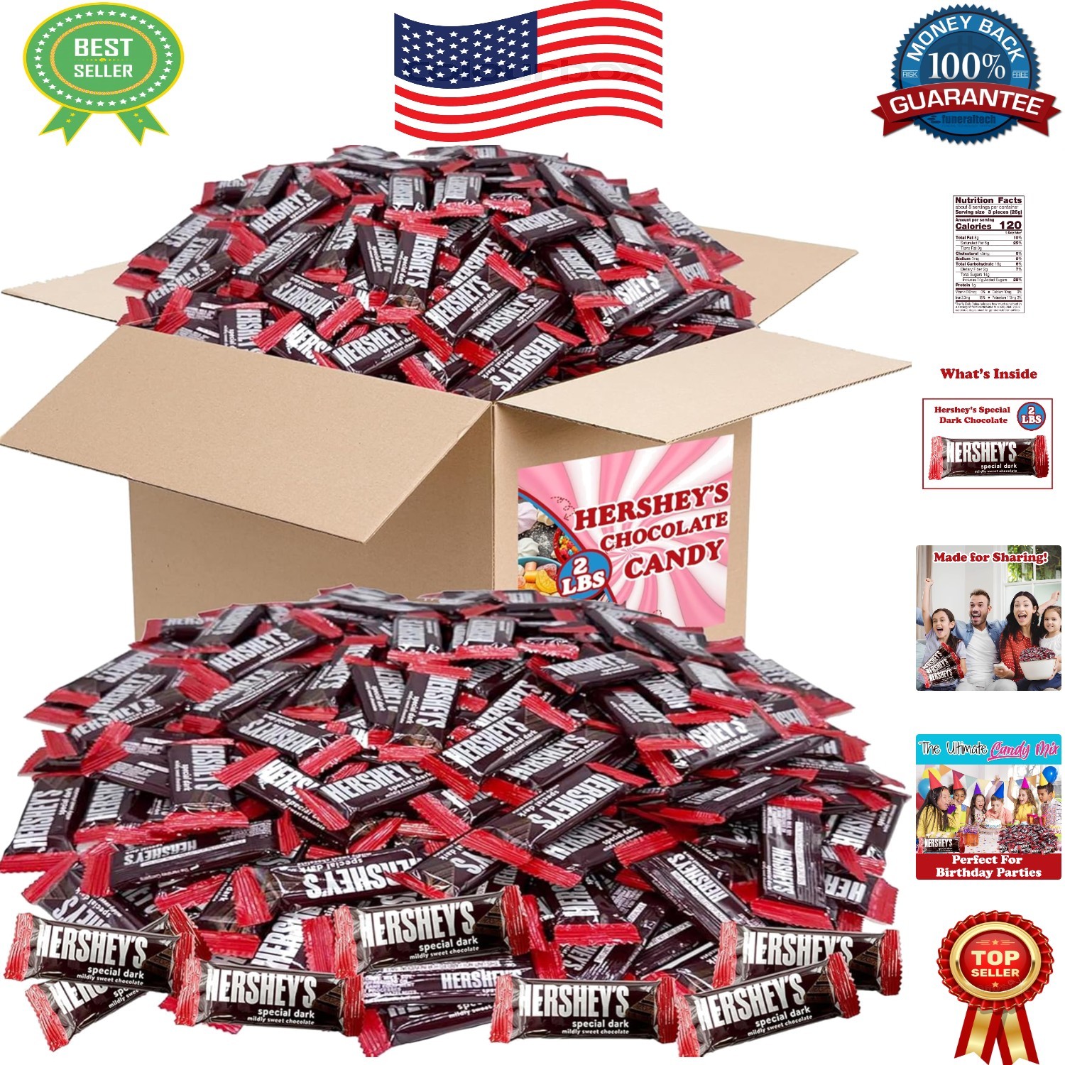 2 LB Bulk Mini Dark Chocolate Bars – Individually Wrapped for Parties & Snacking