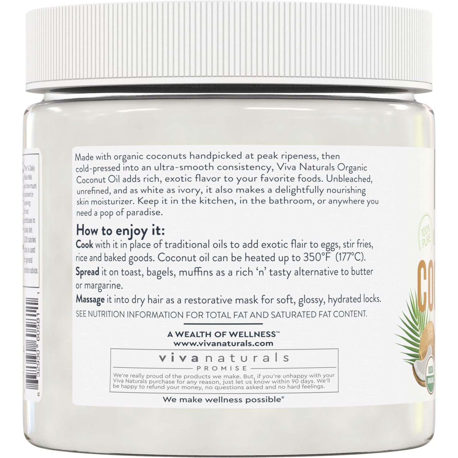 Aceite De Coco Organico Extra Virgen Para Cabello Piel Comestible Natural Virgin