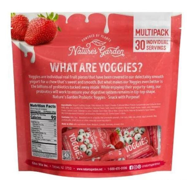 Nature’s Garden Probiotic Yoggie Bites Strawberry, 21oz (30 x 0.7oz), Pack of 2