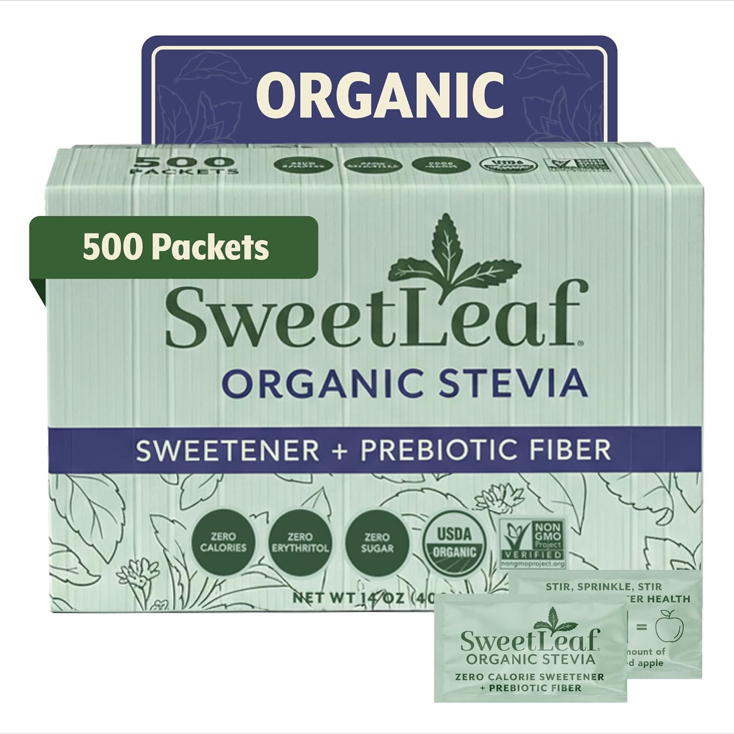 Organic Stevia Powder Packets – Zero Calorie Sweetener 500 Count (Pack of 1)