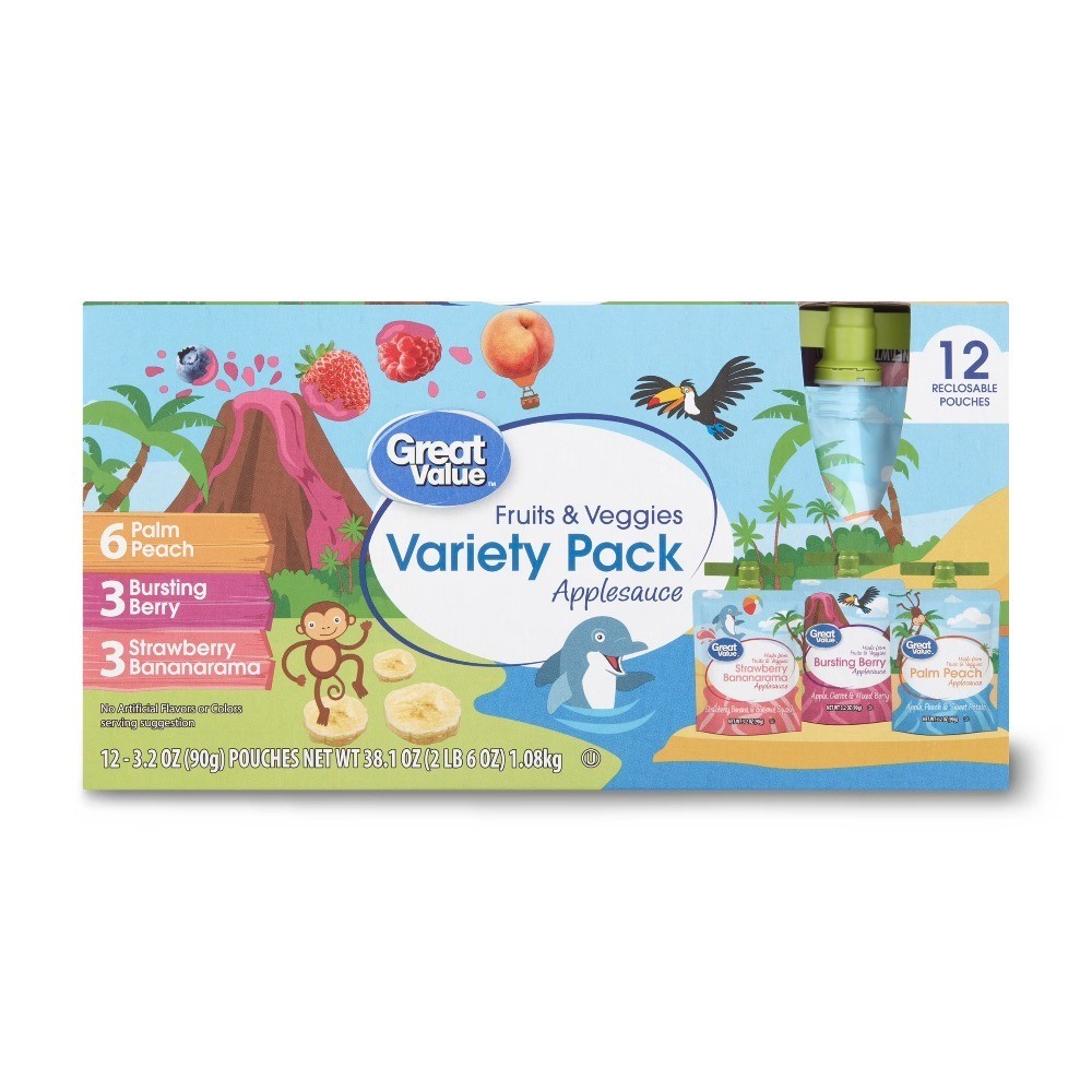 Fruits and Veggies Variety Pack Applesauce 12 Pouches 3.2 oz Healthy Snack for