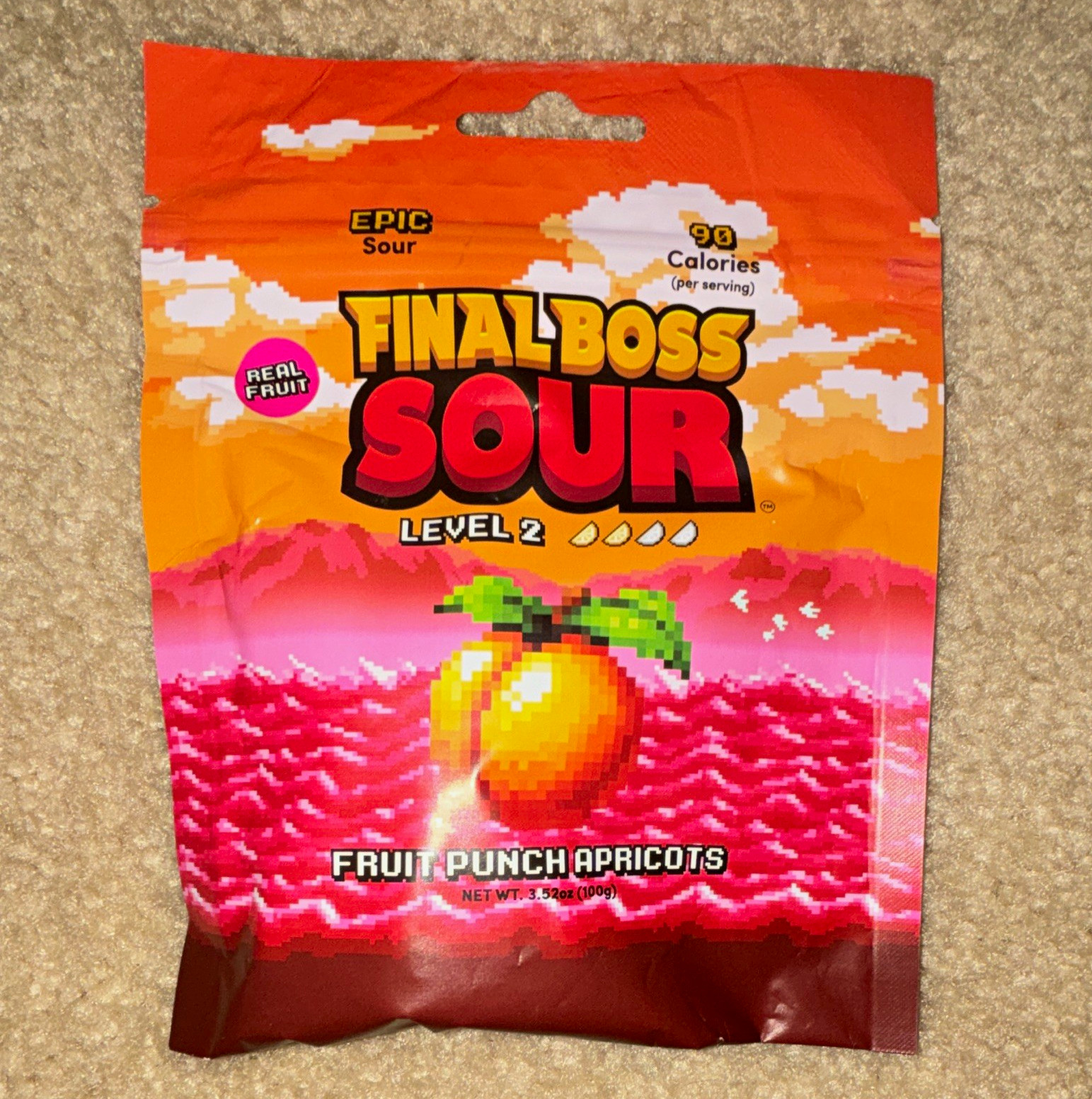 Final Boss Sour Level 2 Fruit Punch Apricots Dried Fruit Pouch 100g