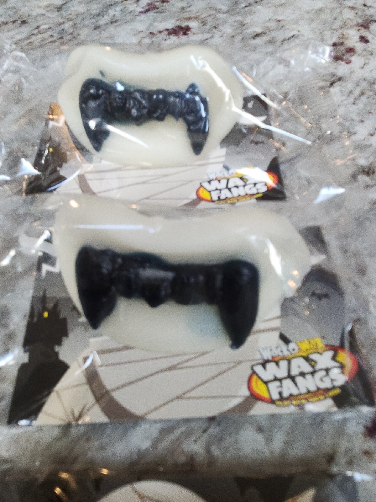3 PACK WACK-O-WAX Lips, WHITE LIPS BLACK WAX FANGS, Halloween Candy