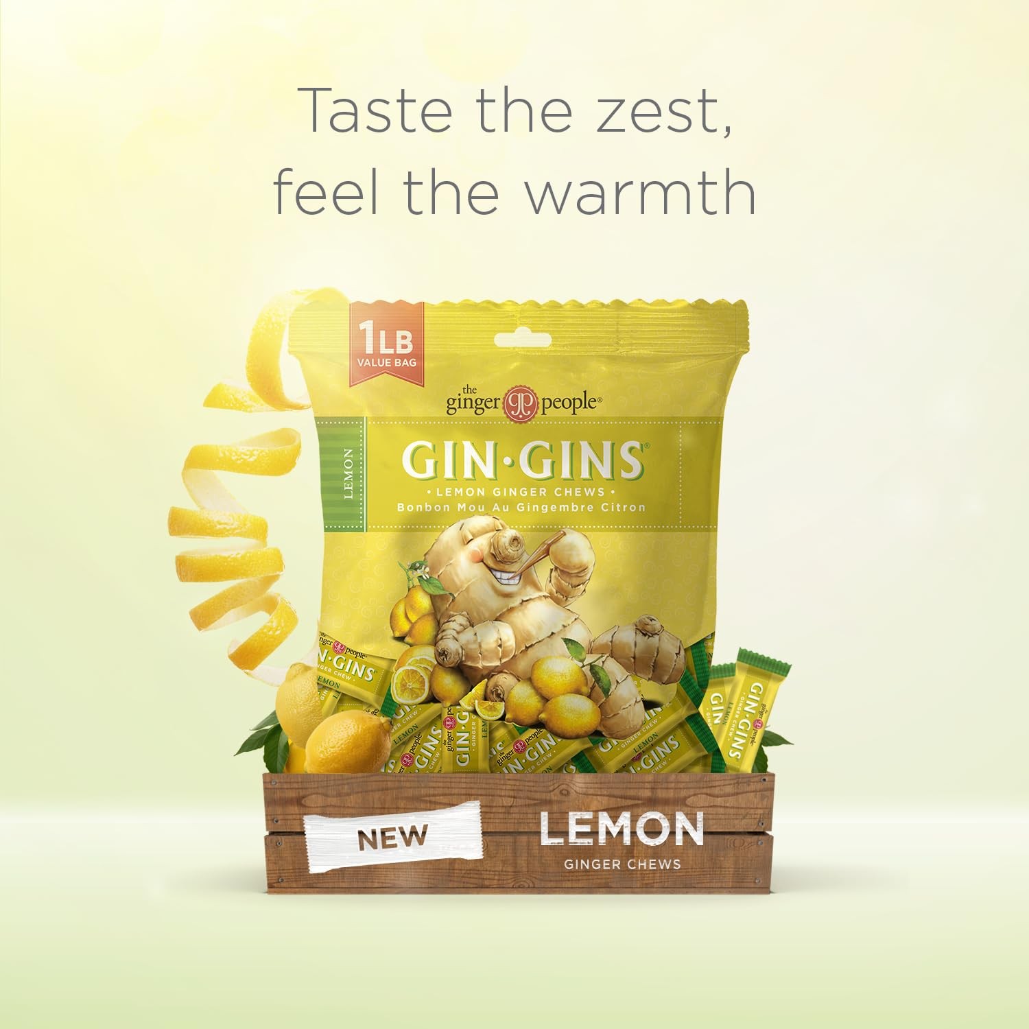 GIN GINS Lemon Ginger Chews Made w/Fresh 1lb 1Pk (Pack of 1)