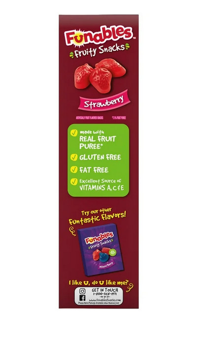 Funables Fruit Flavored Snacks, Strawberry, 0.8 oz, 22 Count